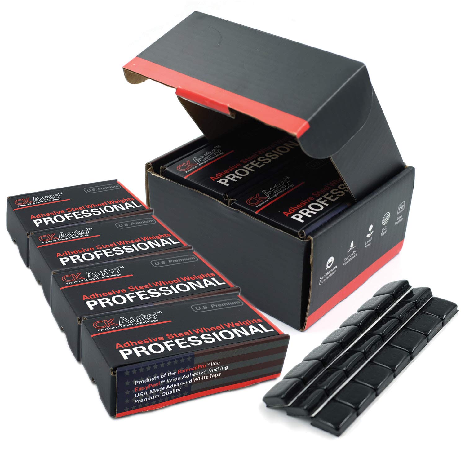 Ckauto 4 Boxes, 504 Pcs, 1/2Oz, 0.5Oz, Black, Adhesive Stick On Wheel Weights, 63Oz/Box, Us Quality