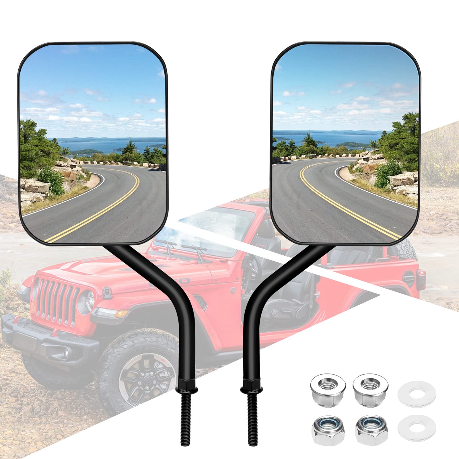 Denforste Mirrors Doors Off Compatible with Jeep Wrangler JK CJ JL & Unlimited - Door Hinge Side Mirrors for Jeep - 2 Pack 5.5 x