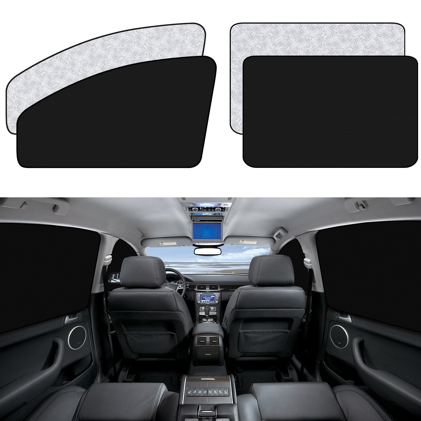ZATOOTO Car Window Sun Shades Covers - 4 Pcs Magnetic Privacy Side Sunshades Blackout Auto Camping Curtains Accessories for Slee