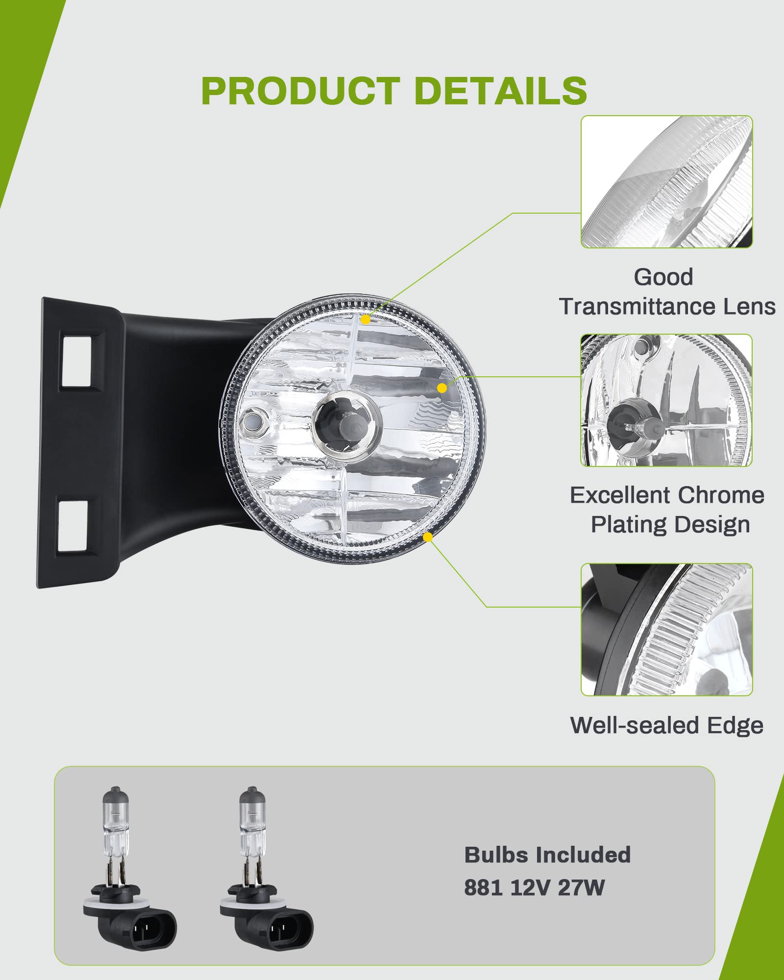 Autosaver88 Fog Lights Compatible With 94 95 96 97 98 99-01 Dodge Ram 1500 1994 1995 1996 1997 1998 1999 2000 2001 2002 Dodge Ram 2500 3500 Fog Lamps Replacement (Only Fit Without Sport Package Model)
