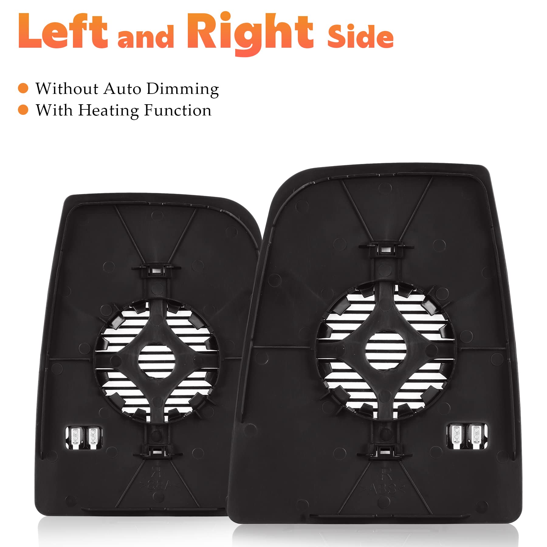 Left & Right Side Upper Rearview Convex Heated Mirror Glass With Rear Holder Fits For 2015-2022 Ford Transit-150 250 350 Hd For