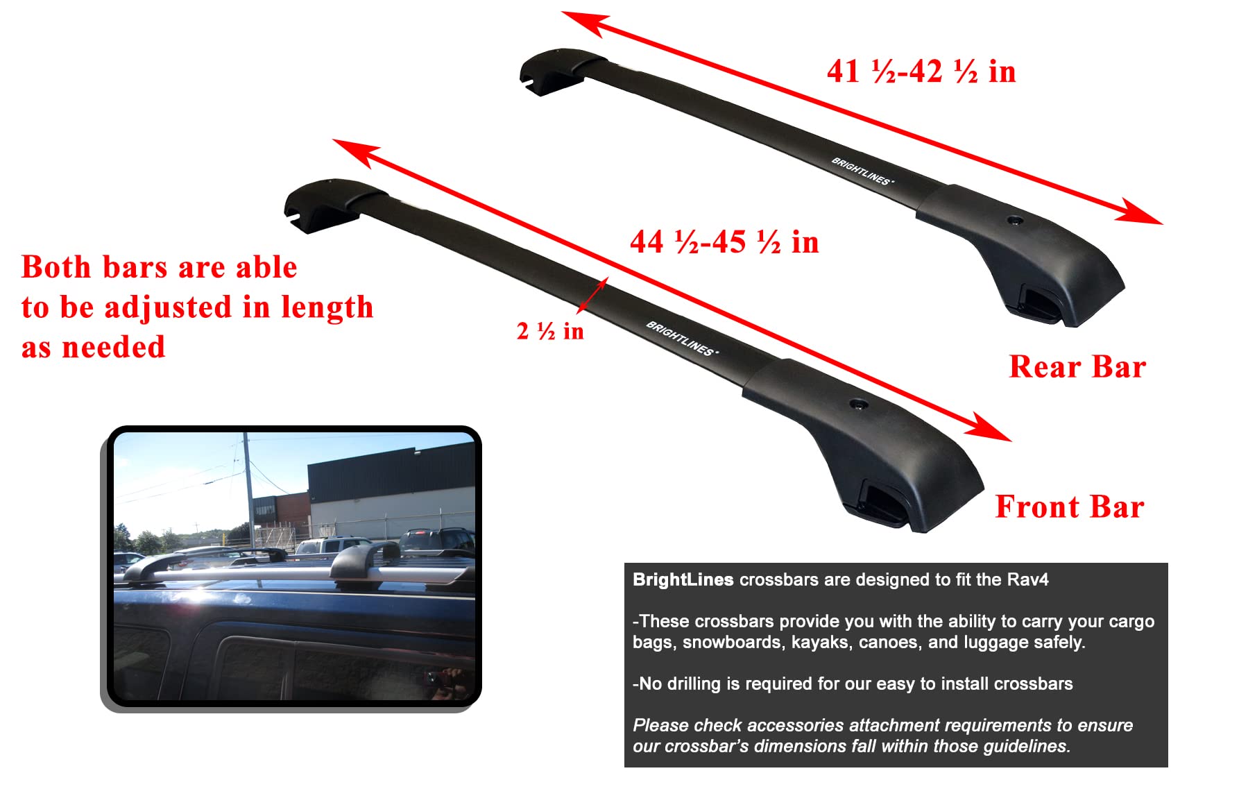 Brightlines Aero Roof Rack Cross Bars Compatible With Toyota Rav4 2013-2018