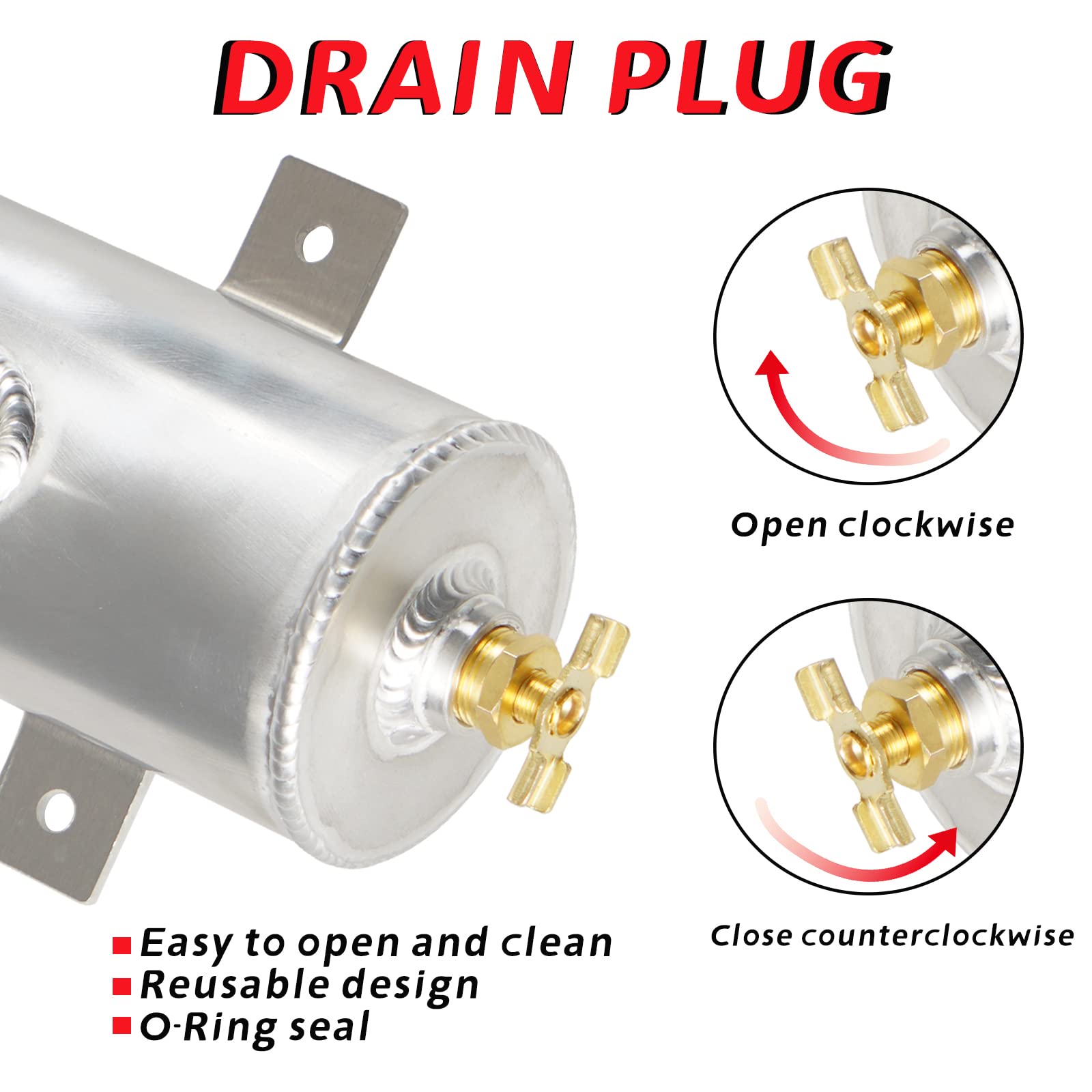 Poseng Universal 10An Oil Catch Can Tank Baffled 750Ml With Filter Aluminum Silver Htracing