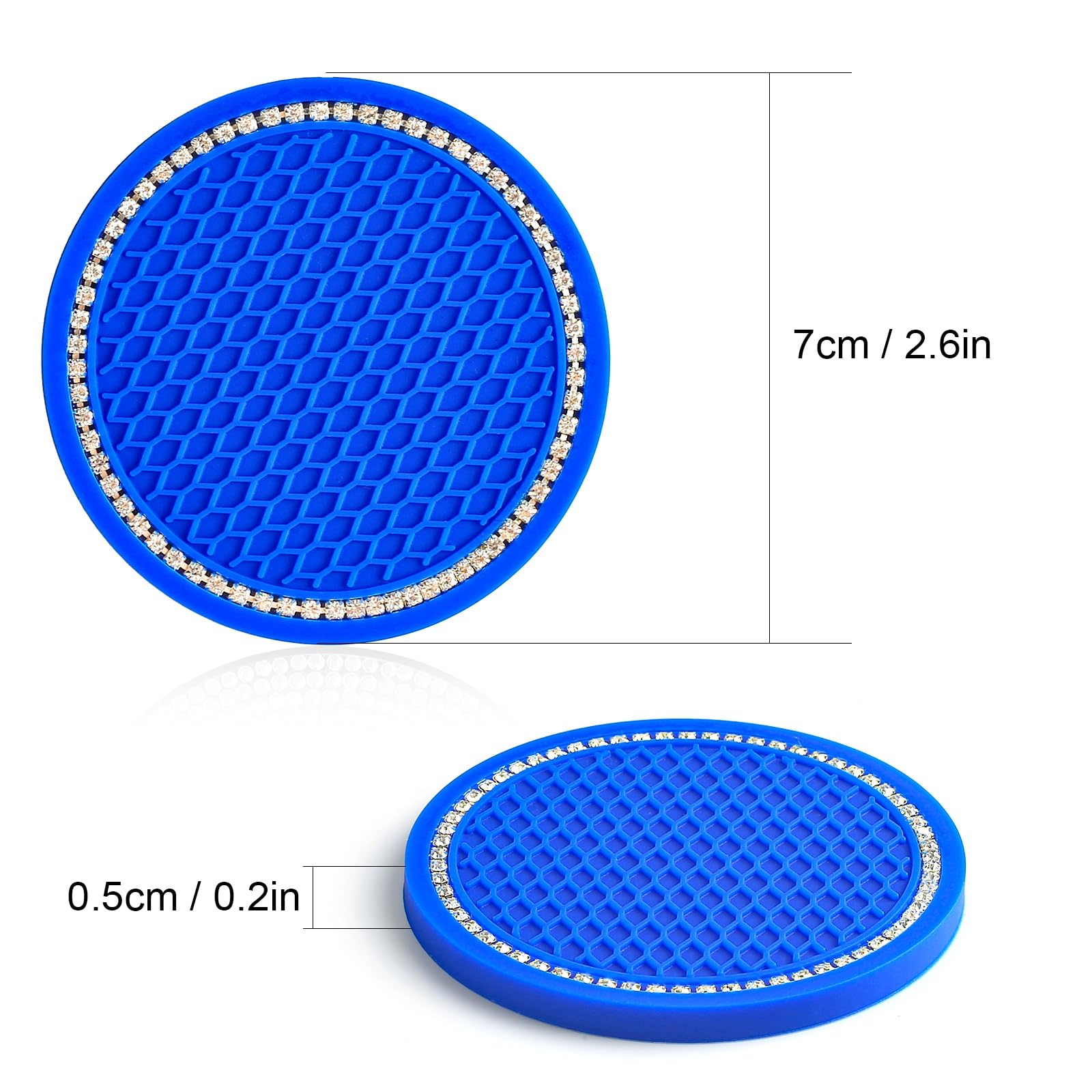 4Pcs Bling Car Cup Coaster, 2.75 Inch Auto Car Cup Holder Insert Coasters Silicone Anti-Slip Crystal Rhinestone Drink Car Cup Ma