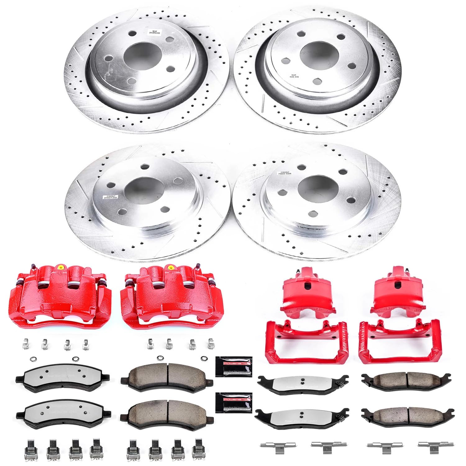 Power Stop KC2164A-36 Front & Rear Z36 Truck and Tow Carbon Fiber Ceramic Brake Pads with Drilled and Slotted Rotors Brake Kit w