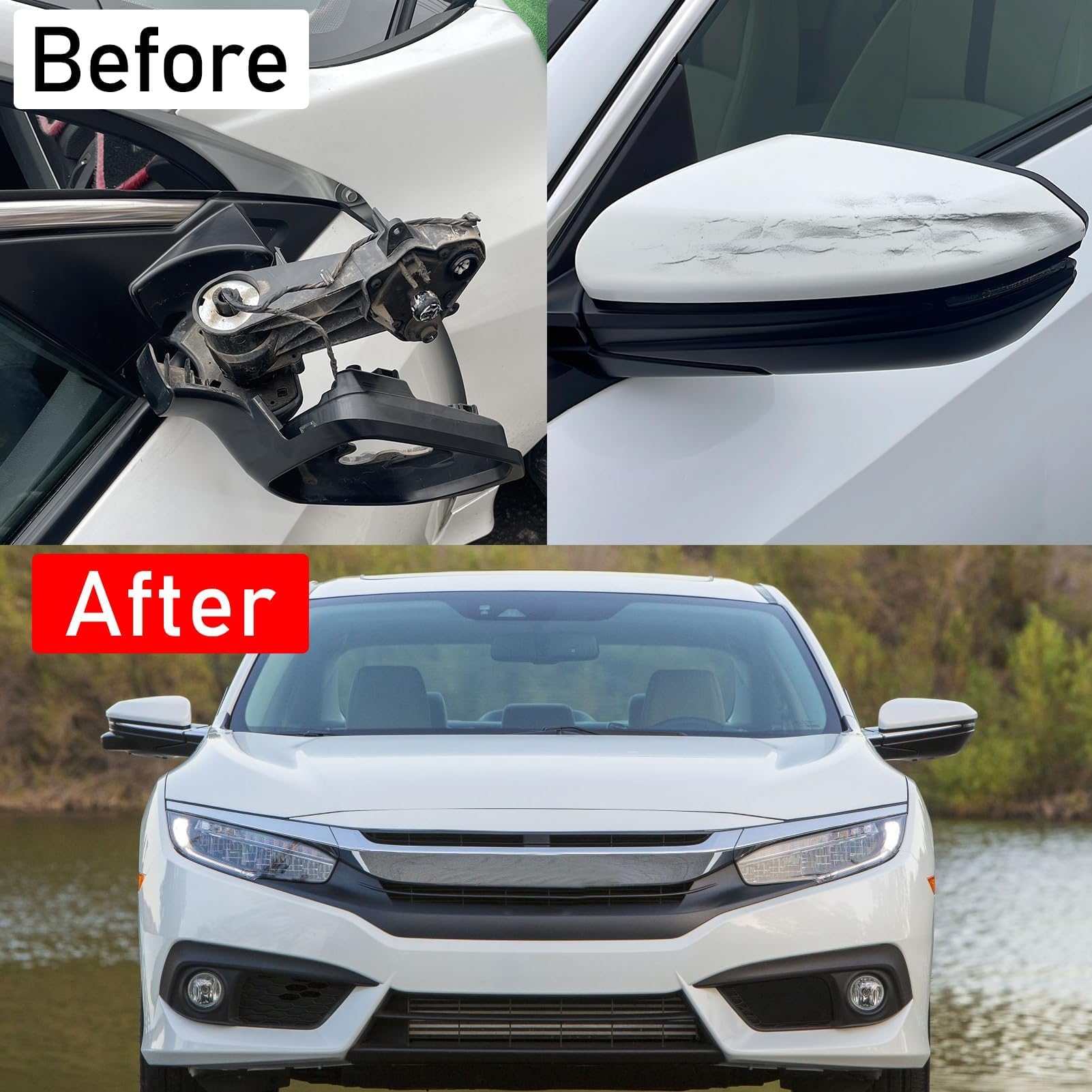 Moonlinks Compatible With 2016-2021 Honda Civic Side Mirror Cover Replacement,Platinum White Pearl Lh & Rh Side Door Rearview Mi