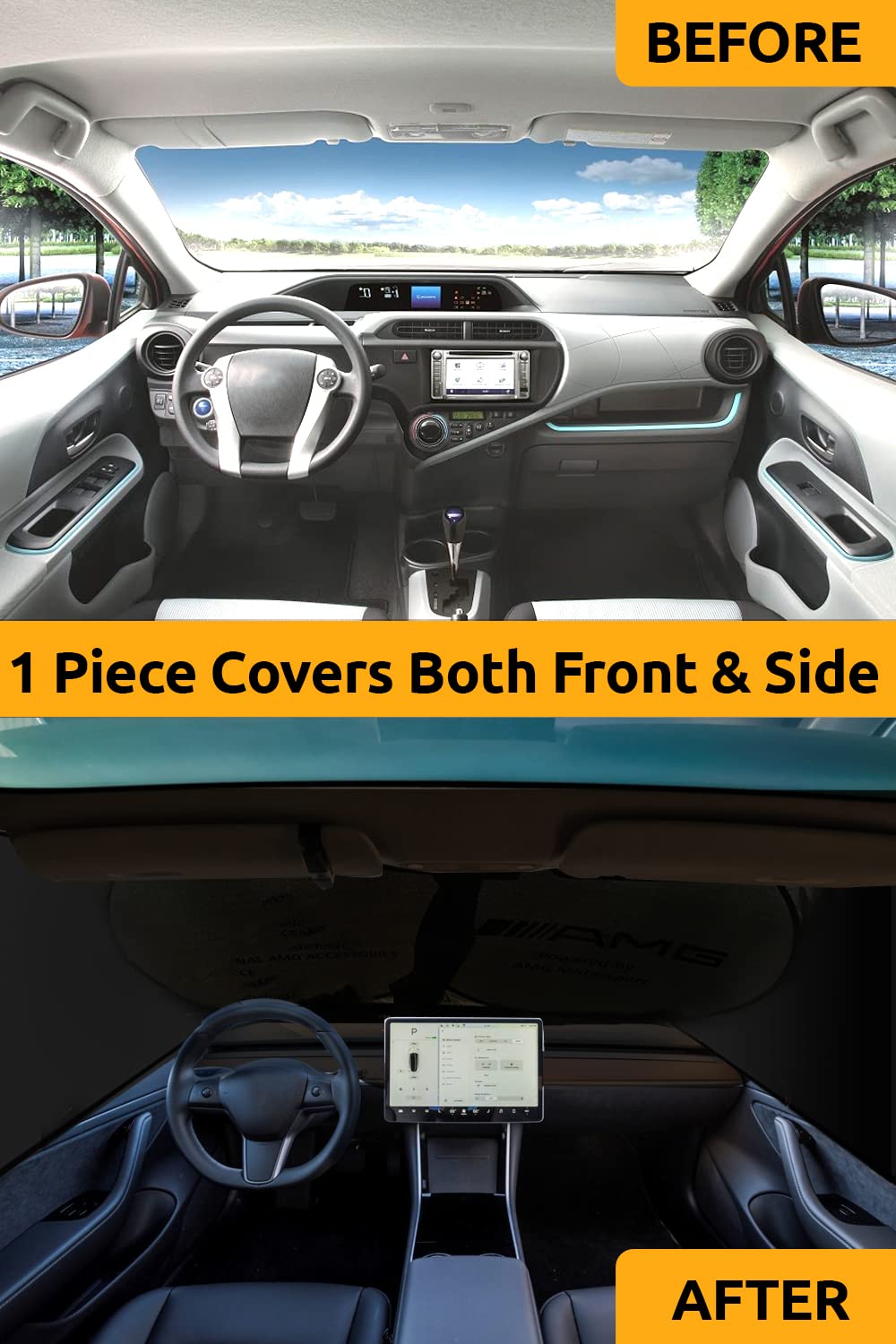 Windshield Sun Shade- Front and Side Window Sun Cover Block Sun Heat Protect Vehicle Interior Accessories Sunshades Prevent Pryi