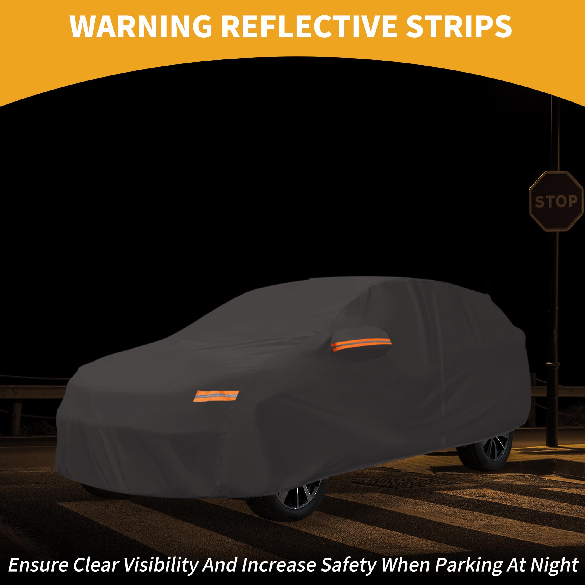 Partuto Universal Car Cover Waterproof All Weather 190T-PU, UV Sun Rain Protection, Fits for SUV Length Up to 181'', with Left S