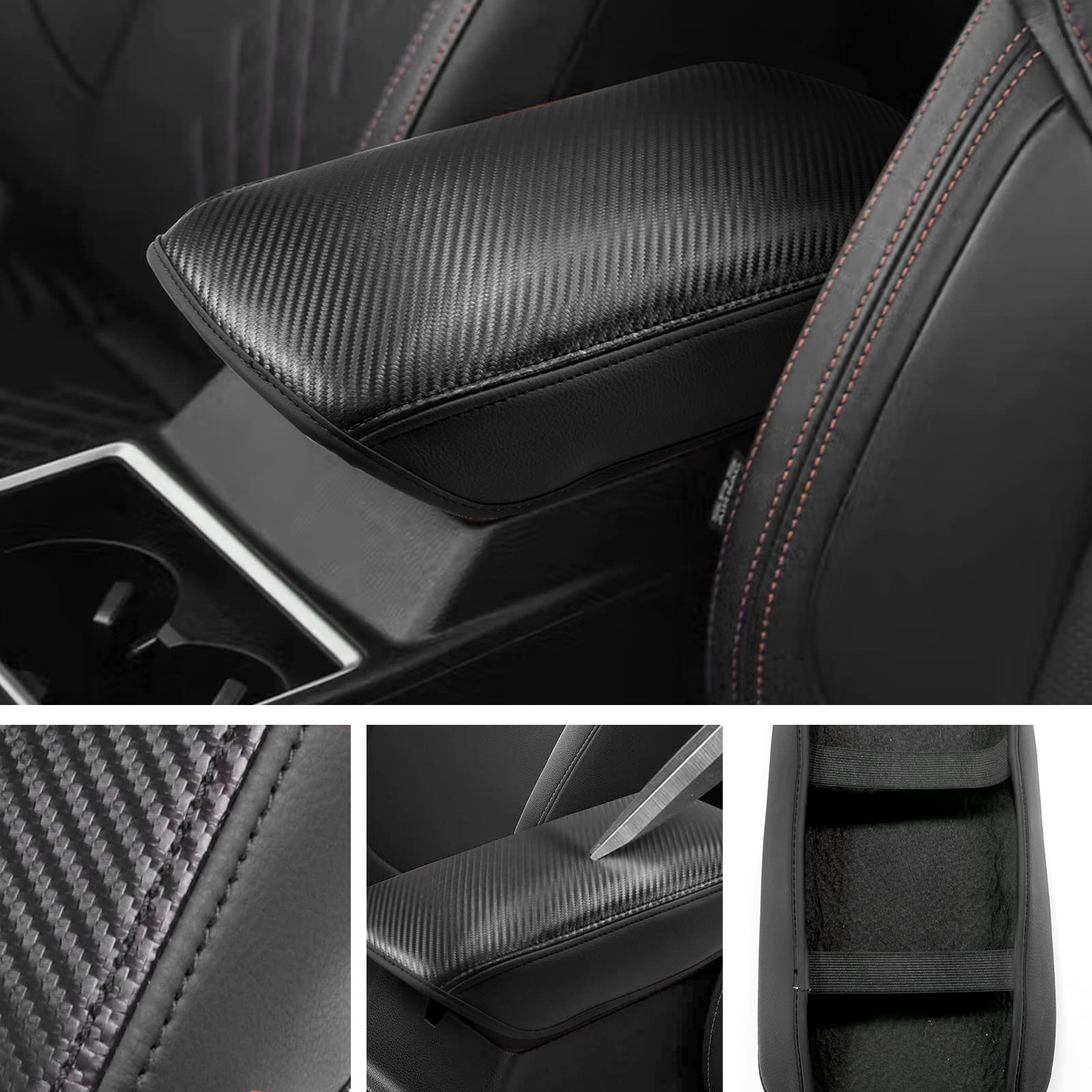 Sxcy Fit For 2023 2024 Mitsubishi Outlander Armrest Cover Fit For 2022 2023 Outlander Center Console Cover For 2023 2024 Outlander Middle Console Cover For 2024 Outlander (Black Microfiber Leather)