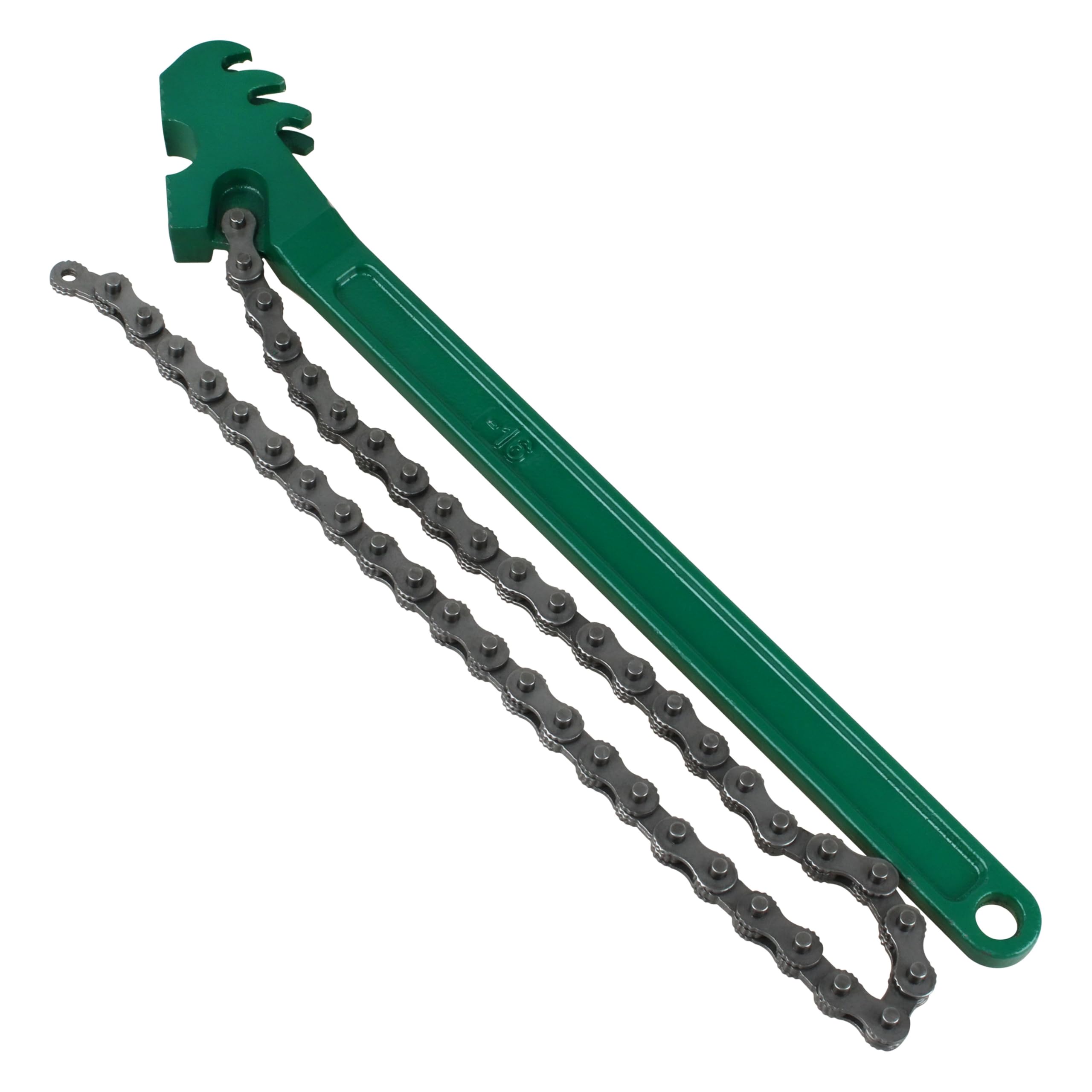 SViyatp 16 Inch Chain Wrench, Heavy Duty Oil Filter Chain Wrench Adjustable 27 Chain, Reversible Oil Filter Tool, Hanging Hook -