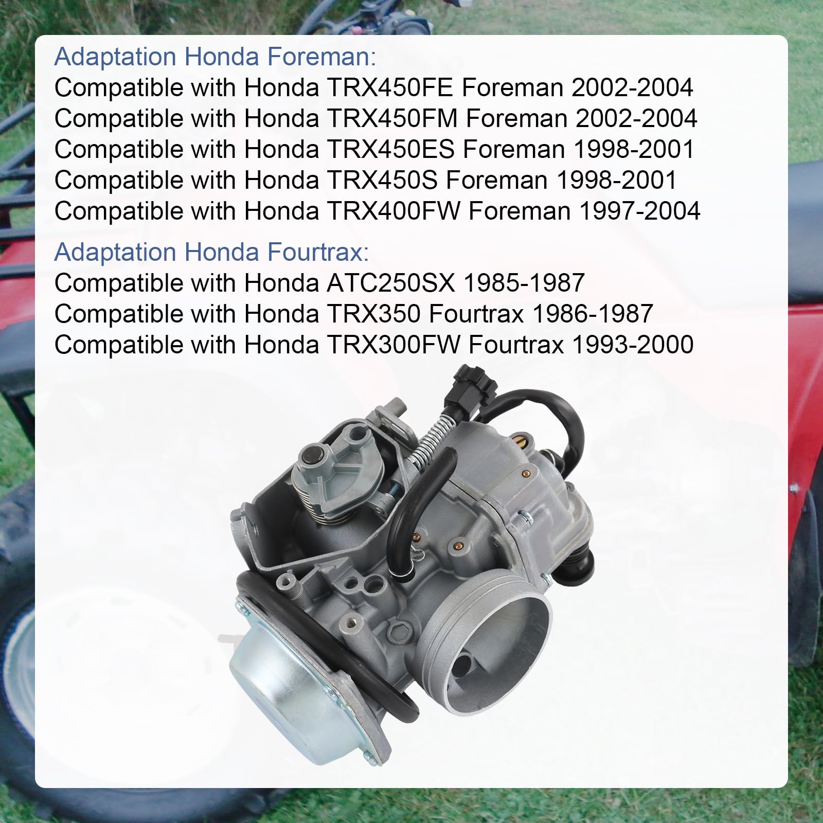 Radhlbniu Carburetor Compatible With Honda Trx350Es/Fe/Fm/Te/Tm Rancher 2000-2006, Trx450Fe/Fm/Es/S Foreman 1998-2004, Trx350/300Fw Fourtrax