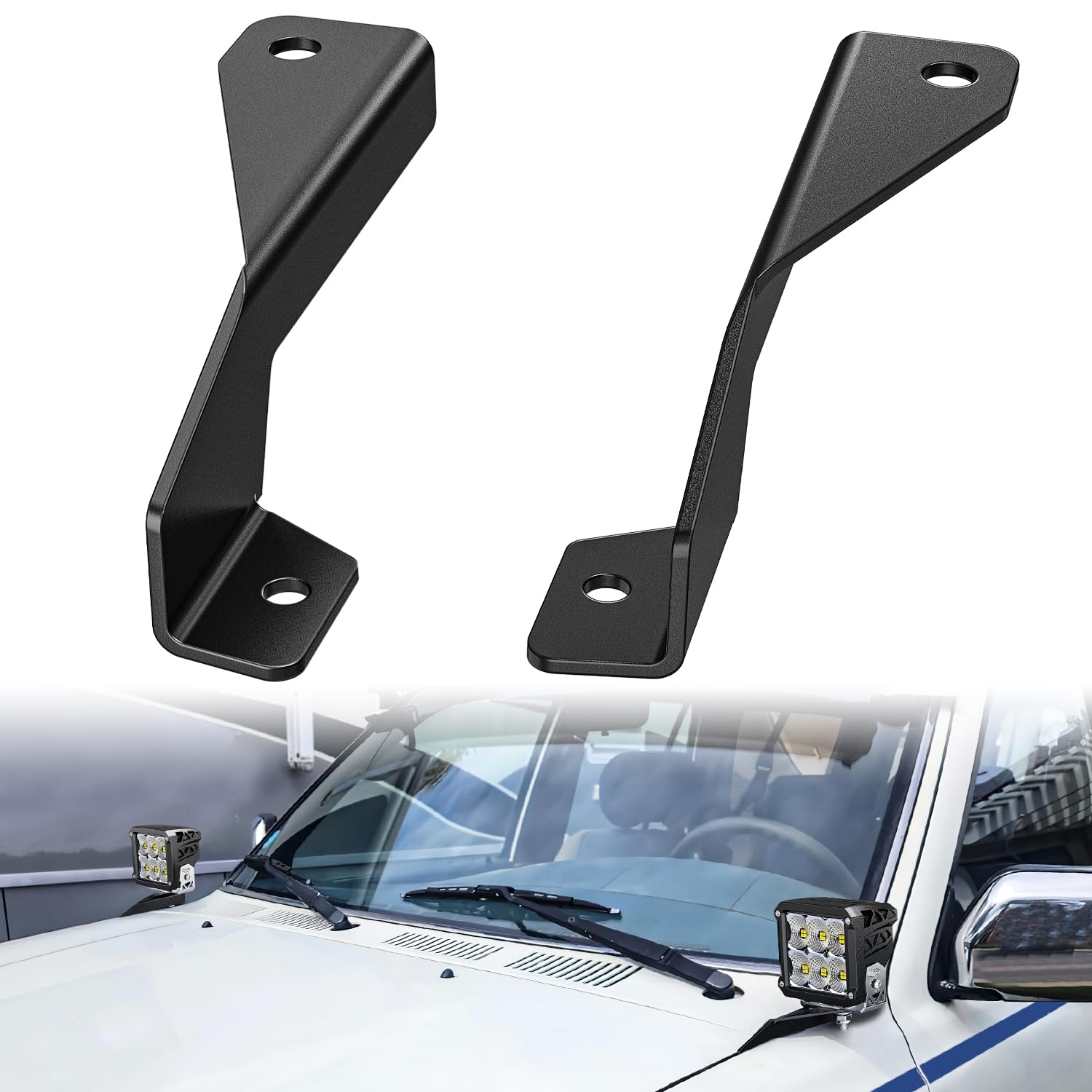 Nilight Ditch Light Brackets Hood Hinges Mount Bracket Kit For Auxiliary Offroad Led Pods Work Lighting Compatible With Toyota 4