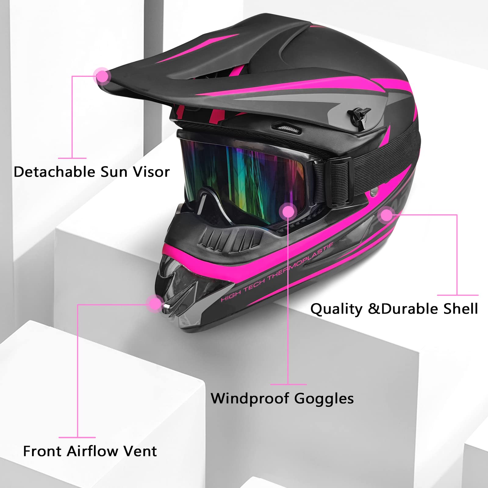 Youth Adult Anti-Collision Dirt Bike Helmet Trend Skull Atv Dot Approved Bmx Youth Helmet Suv Mask Goggles Gloves,Dirt Bike Down
