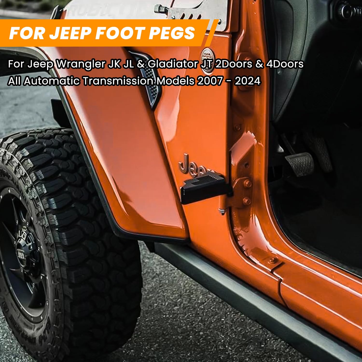 Foot Pegs For Jeep Wrangler Jk Jl Gladiator Jt 2007-2024 Door Hinge Rest Pedal Us Flag Bolt On Installation Exterior Door (2Pcs)