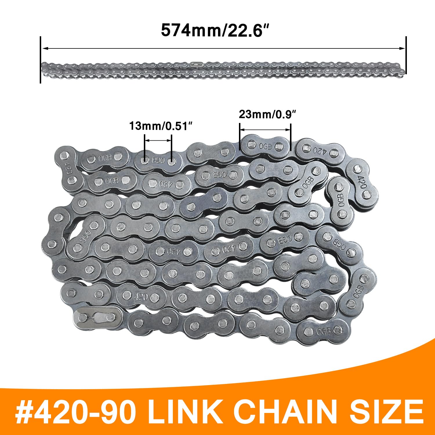 Holato Front #420 Roller Chain 42 + Rear 90 Link With Drive Chain Breaker Kit For 196Cc 212Cc 6.5Hp Coleman Ct200U Ct200U-Ex Bt2