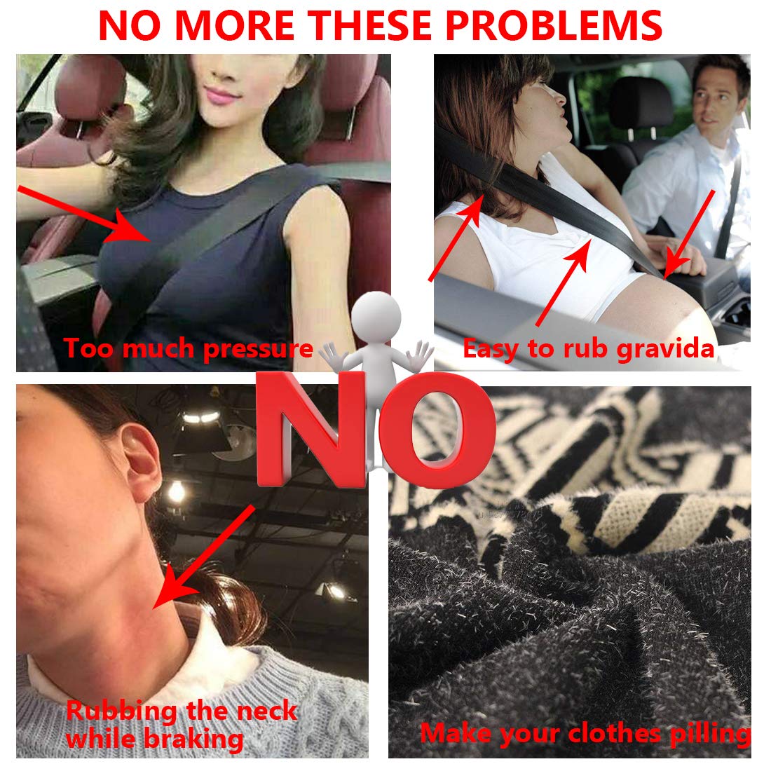 MIRKOO Car Seat Belt Cover Pad, 2-Pack Soft Car Safety Seat Belt Strap Shoulder Pad for Adults and Children, Suitable for Car Se