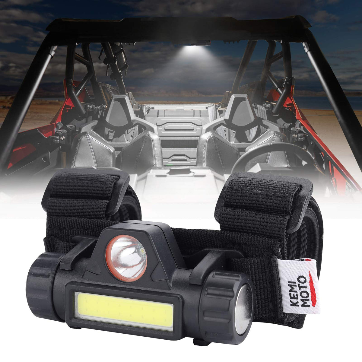 Kemimoto UTV Dome Light Universal Roll Bar Cage Mount Interior Lights Compatible with UTV Polaris RZR Can Am Talon Viking Kawasa