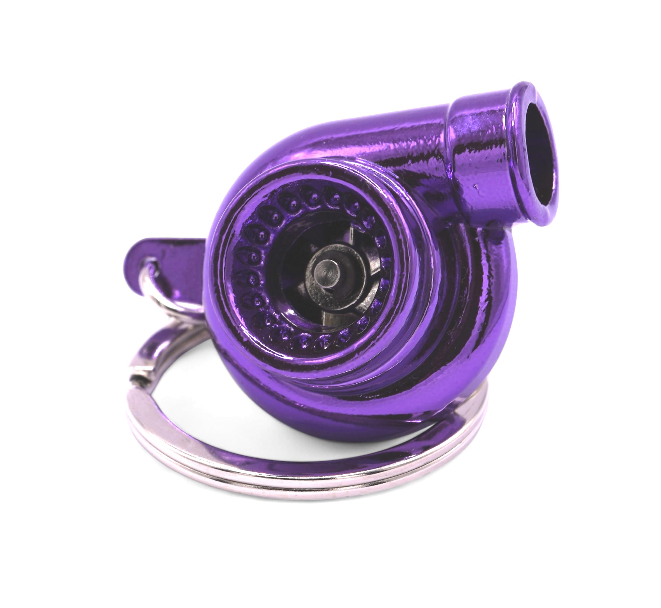 Gt//Rotors Turbo Keychain Metal Spinning Turbocharger Automotive Mini Car Part Keychain Key Ring (Purple Chrome)