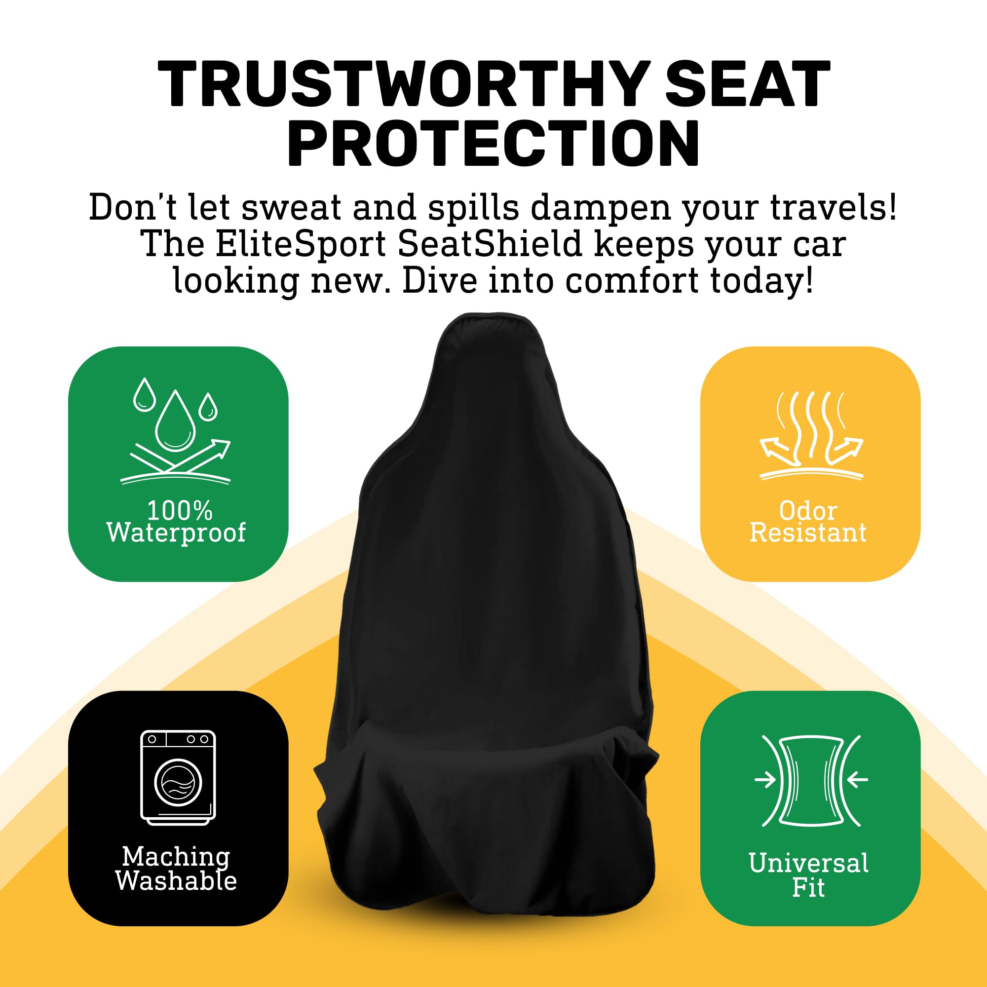 Elitesport Front Seat Cover, Universal Fit Waterproof, Sweatproof, Odor-Resistant, And Machine Washable Car Seat Protector With