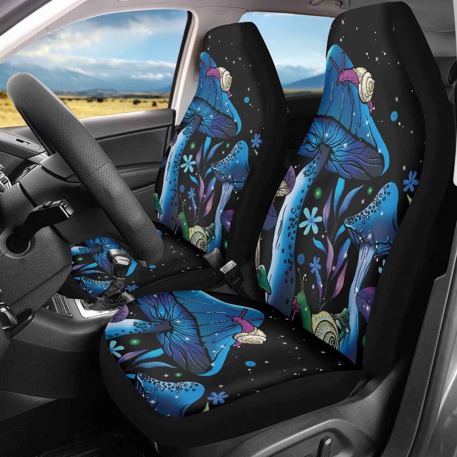 Fuibeng Galaxy Mushroom Snail Car Seat Covers For Front