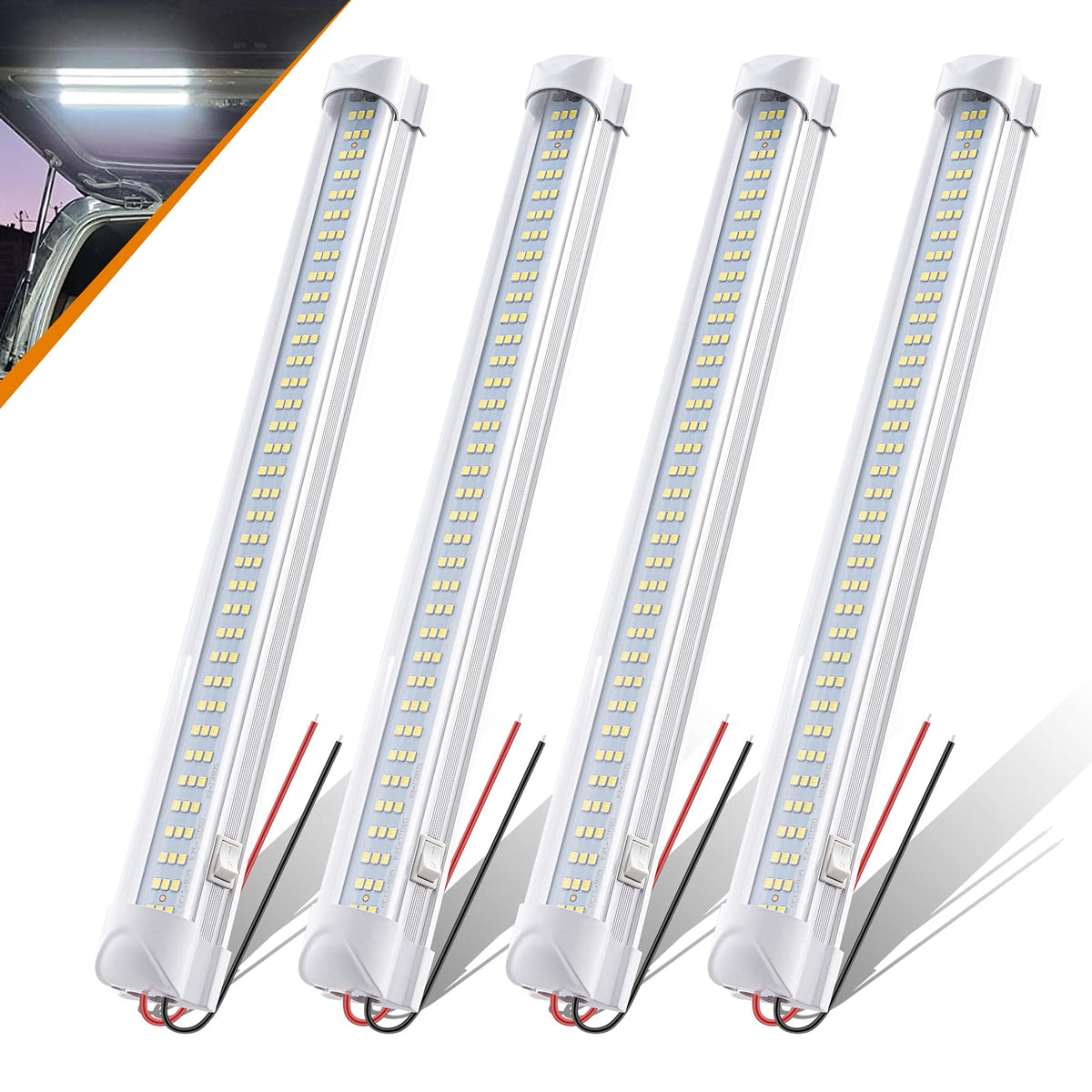Czc Auto Led Light Strip 12V/24V 13'' Led Light Bar Led Interior Light With On/Off Switch 108 Leds Strip Light For Van Lorry Rv