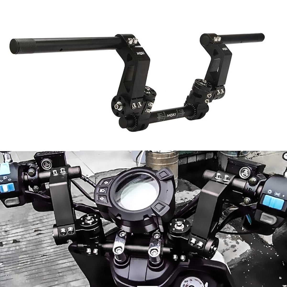 Oxmart 7/8' 22Mm Adjustable Motorcycle Handlebars Handle Bar, Detachable Black Steering Hangers Handle Bars System For 125Cc Scooter Models 1 Pair