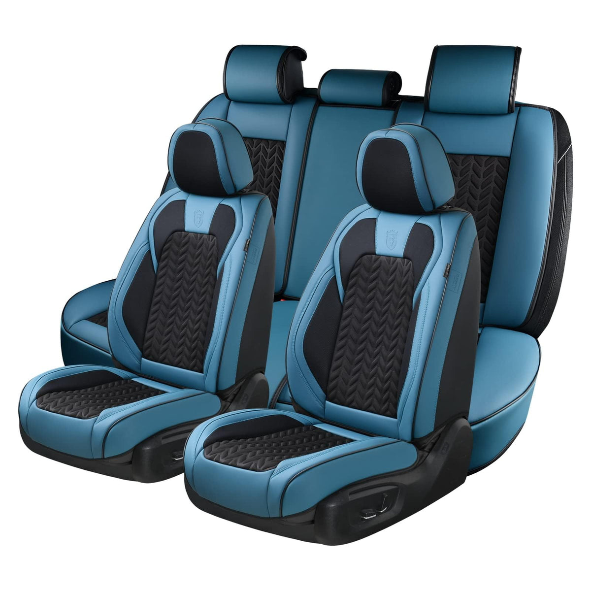 Coverado Seat Covers Full Set, 5 Seats Breathable Faux Leather Seat Covers For Cars, Car Seat Cover Winter, Car Seat Protector C