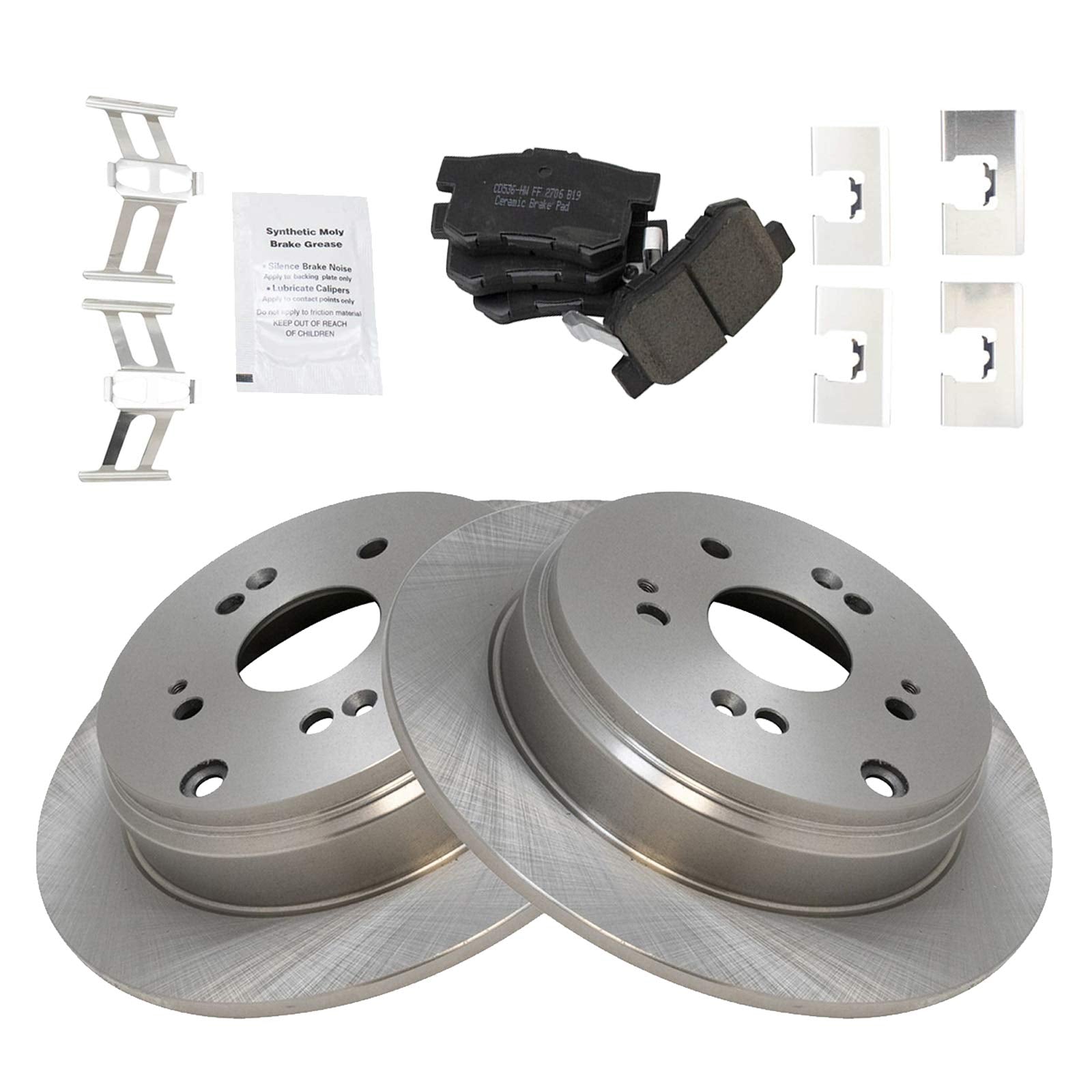 Trq Rear Brake Pad & Rotor Kit Brake Pads Brake Rotor Ceramic Compatible With 2007-2012 Acura Rdx
