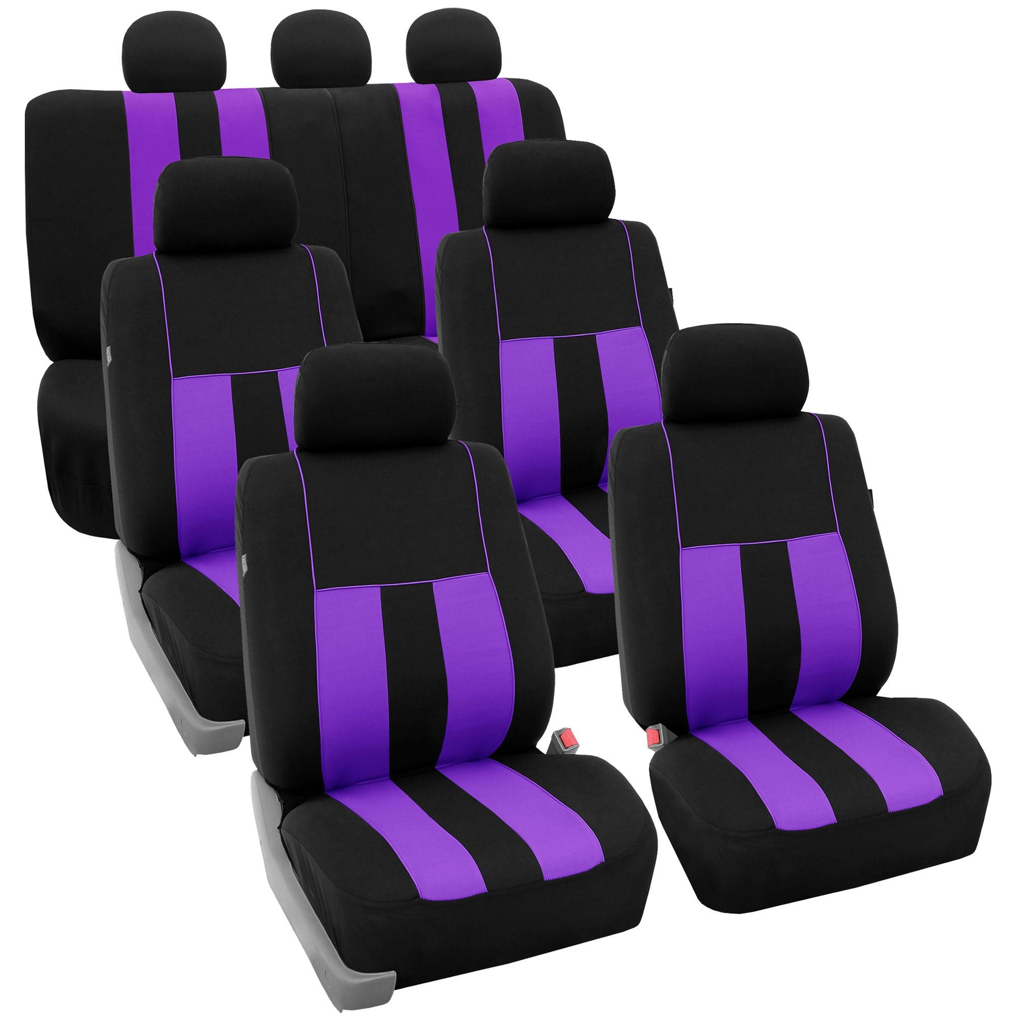 Fh Group Three Row 7 Seater Striking Striped Full Set Car Seat Covers, Airbag Compatible & Split Ready - Universal Fit For Cars