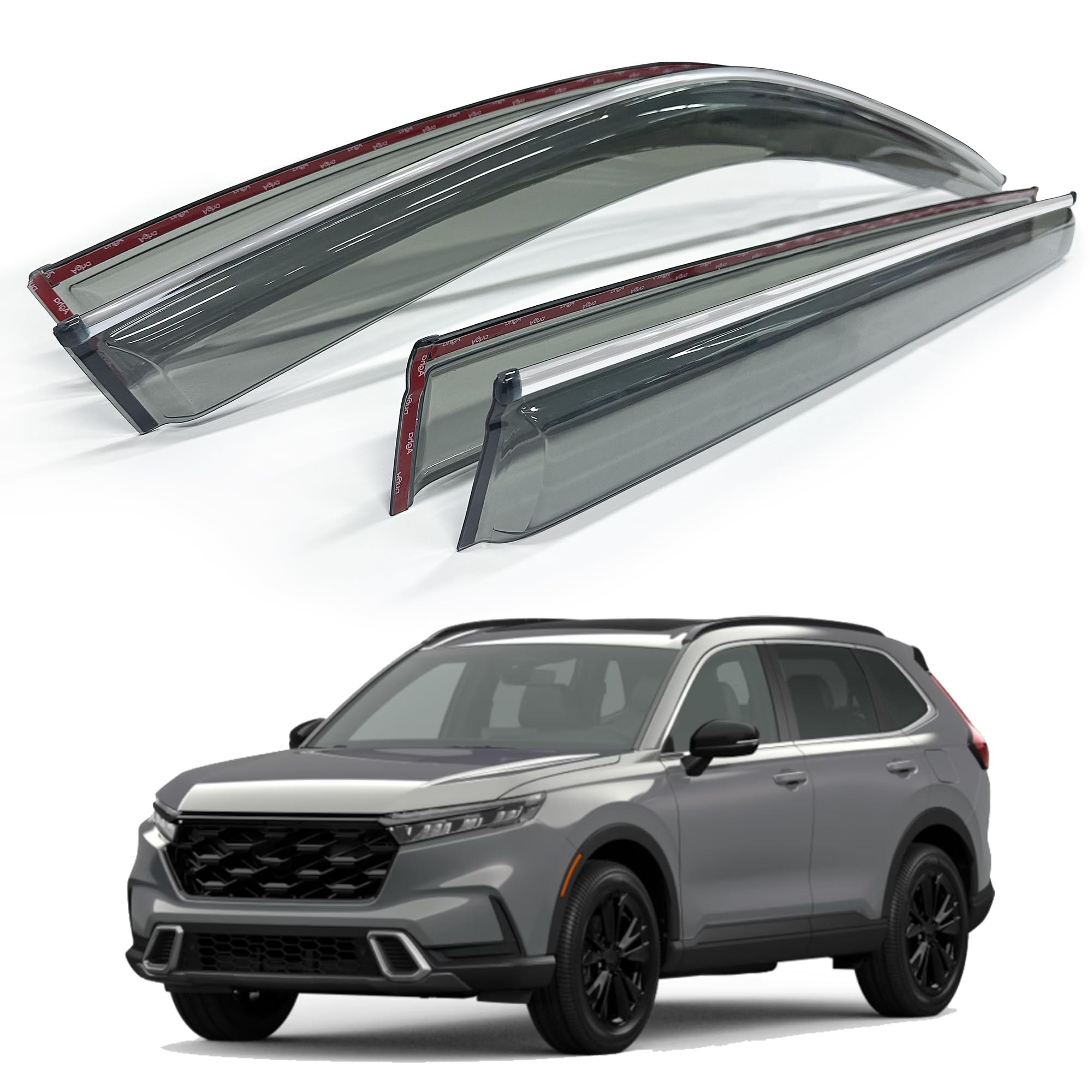 AUXKO Rain Guards for Honda CRV 2025 2024 2023 Translucent Window Visors with Chrome Trim Weather Deflectors Wind Deflectors Ven