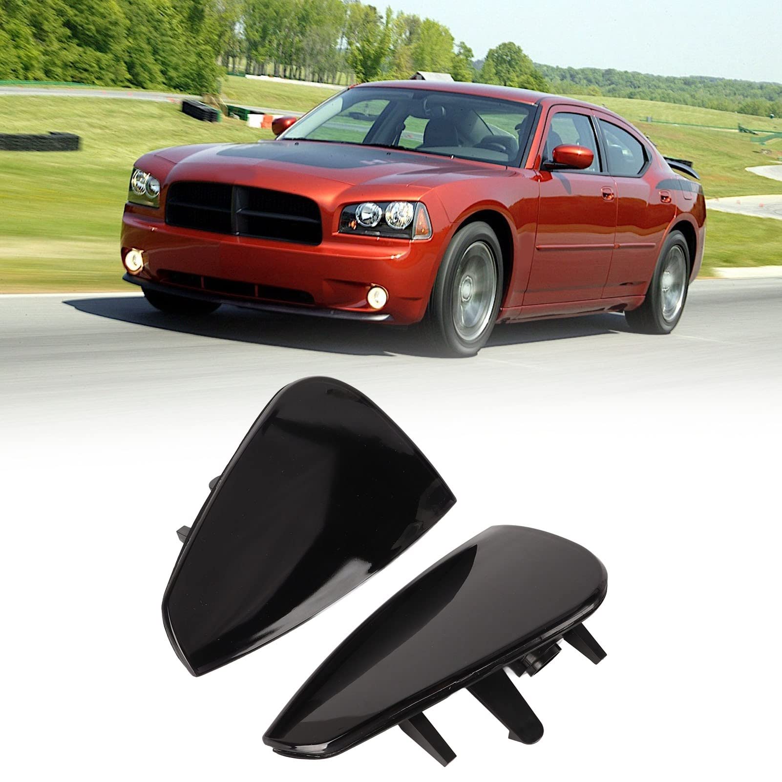 Kimiss Side Marker Light Assembly, 2 Pcs Front Turn Signal Light Cover 4806218Ad Side Marker Lamp Cover Replacement For Dodge Lx Srt8 2006-2010(Black)