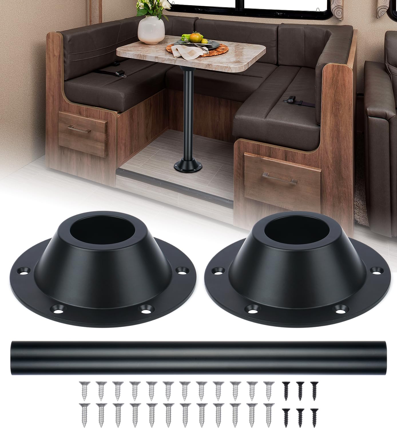 Altyostar 29 RV Table Base Mount and RV Table Leg with Upgraded Hole Design, Aluminum Camper Table Leg Base Mount for RV Boat 