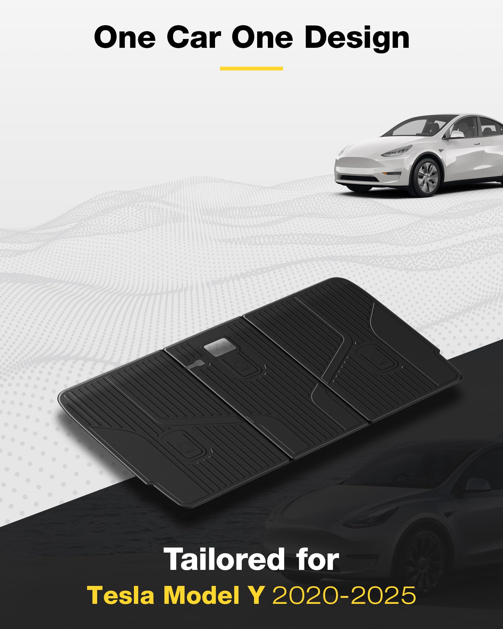 3W Tesla Model Y Rear Seat Back Mats, All-Weather Tpe Floor Liners Compatible For Tesla Model Y 2020-2025, Full Set Accseeories