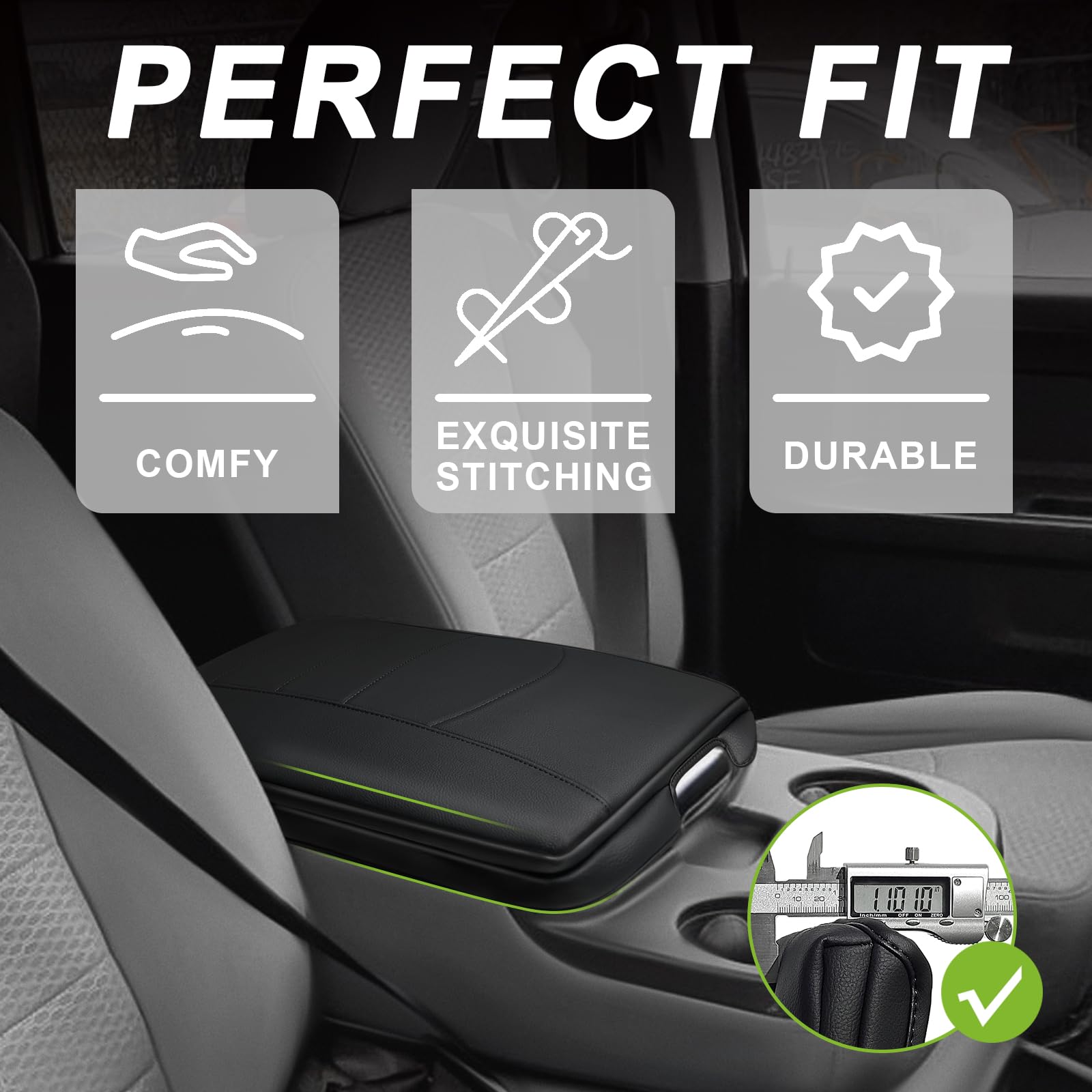 Muslogy Center Console Armrest Cover Compatible With Dodge Ram1500 2013-2018 & Ram2500/3500 2013-2025 Comfort Armrest Pad Arm Re