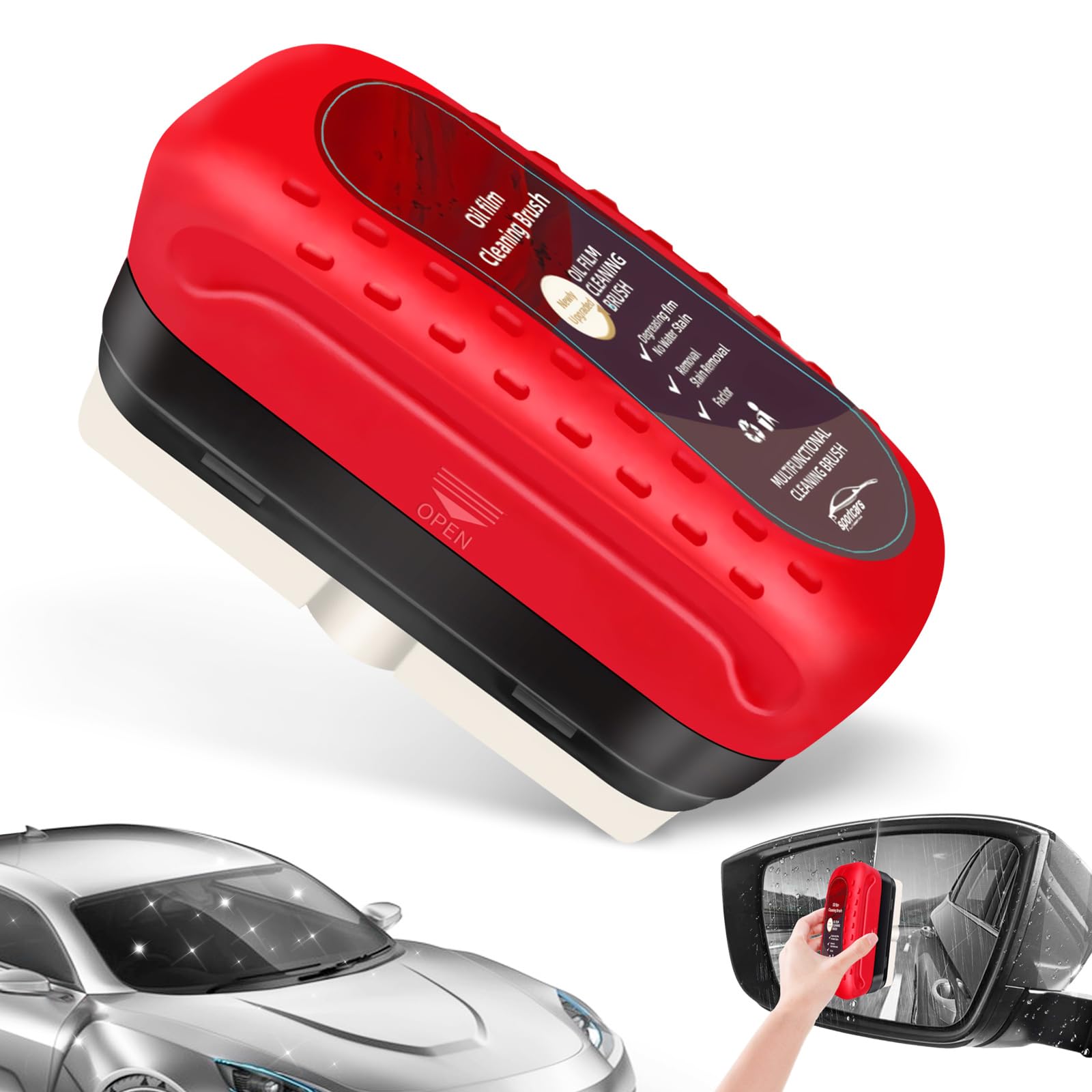 NONENDU Automotive Oil Film Cleaning Brush, Car Glass Oil Film Cleaner, Anti-Rain Fog Car Glass Cleaner, Car Windshield Cleaner 