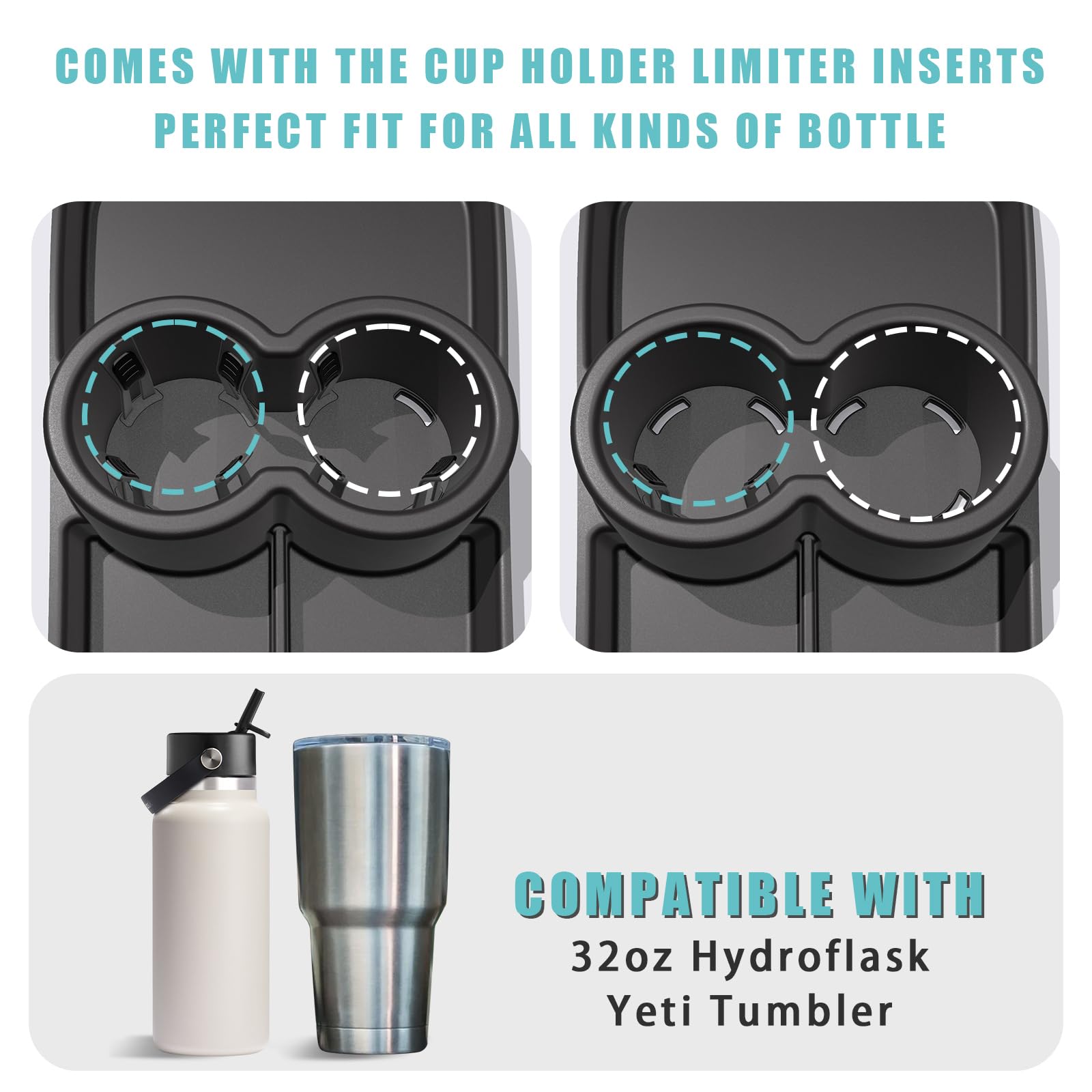 Bestevmod Upgraded V3 Armrest Storage Box And Cup Holder Lower Center Console Organizer Tray With Pvc Trim Removable Coin Holder