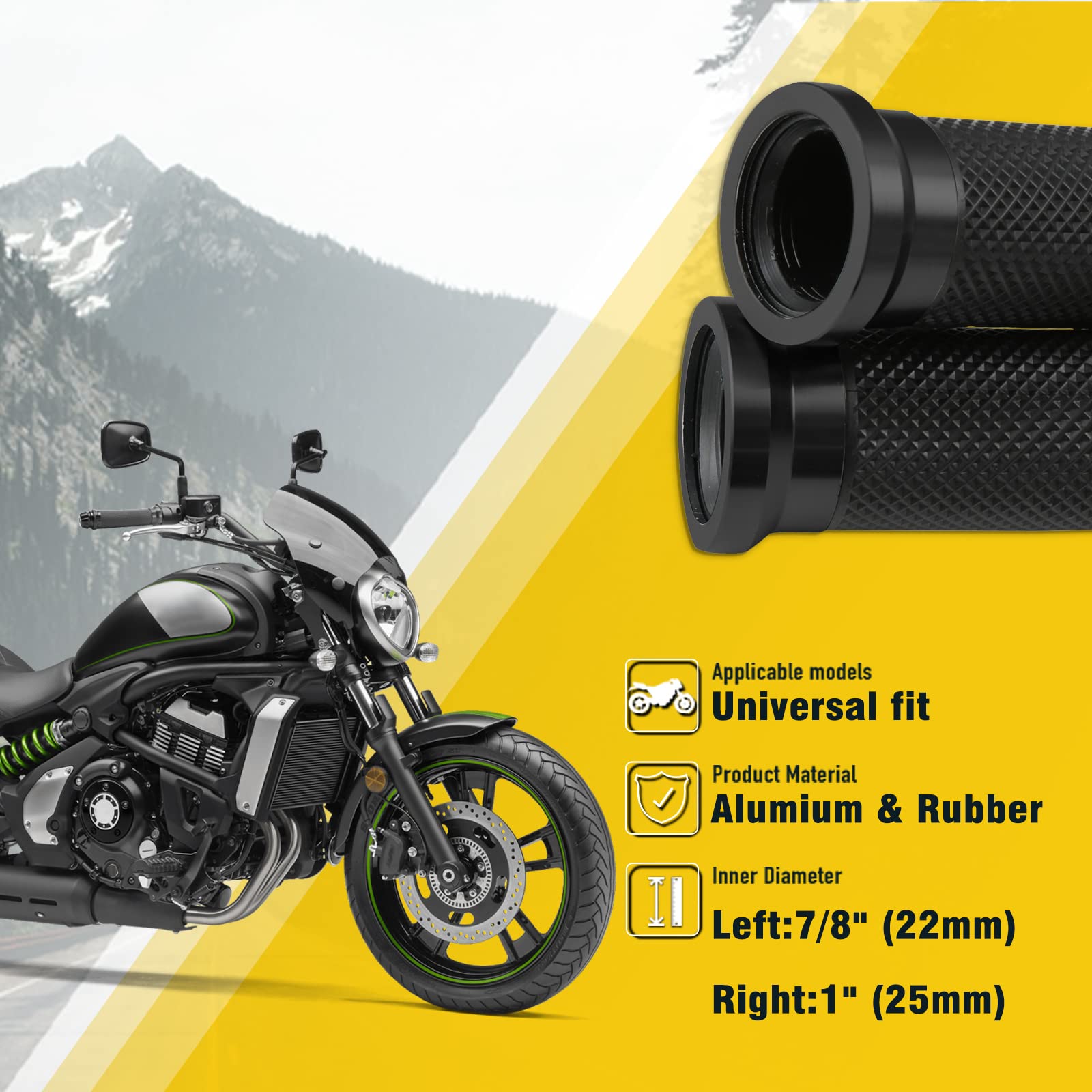 DREAMIZER Motorcycle Handle Grips Rubber Pedal Bike Scooter Handlebar Grips Modified Handlebar Throttle Turn Grip Settle - Black