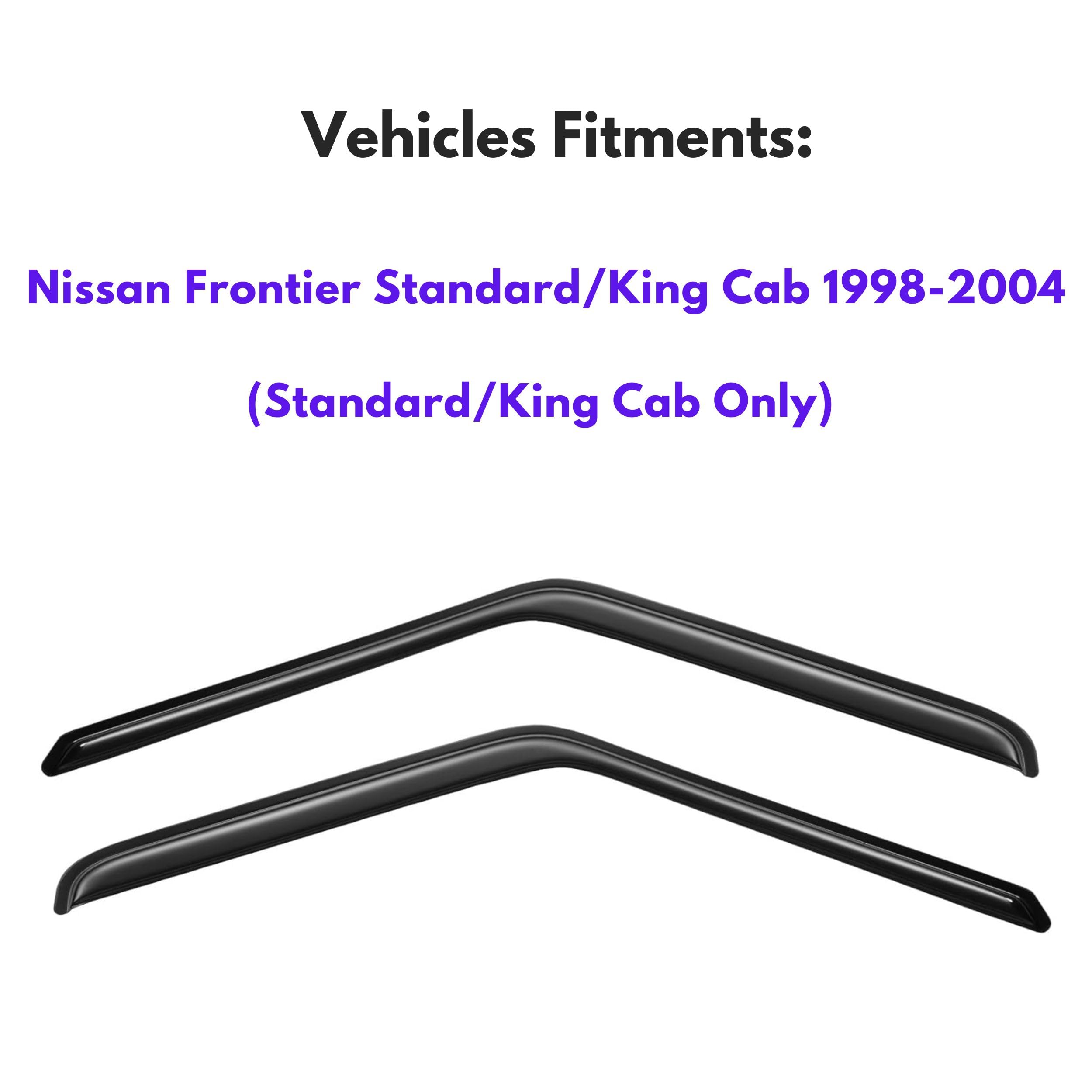 KPY Window Visor Rain Guard for Nissan Frontier 98-04, 2PC Tape-On Deflectors, Black, King/Standard Cab