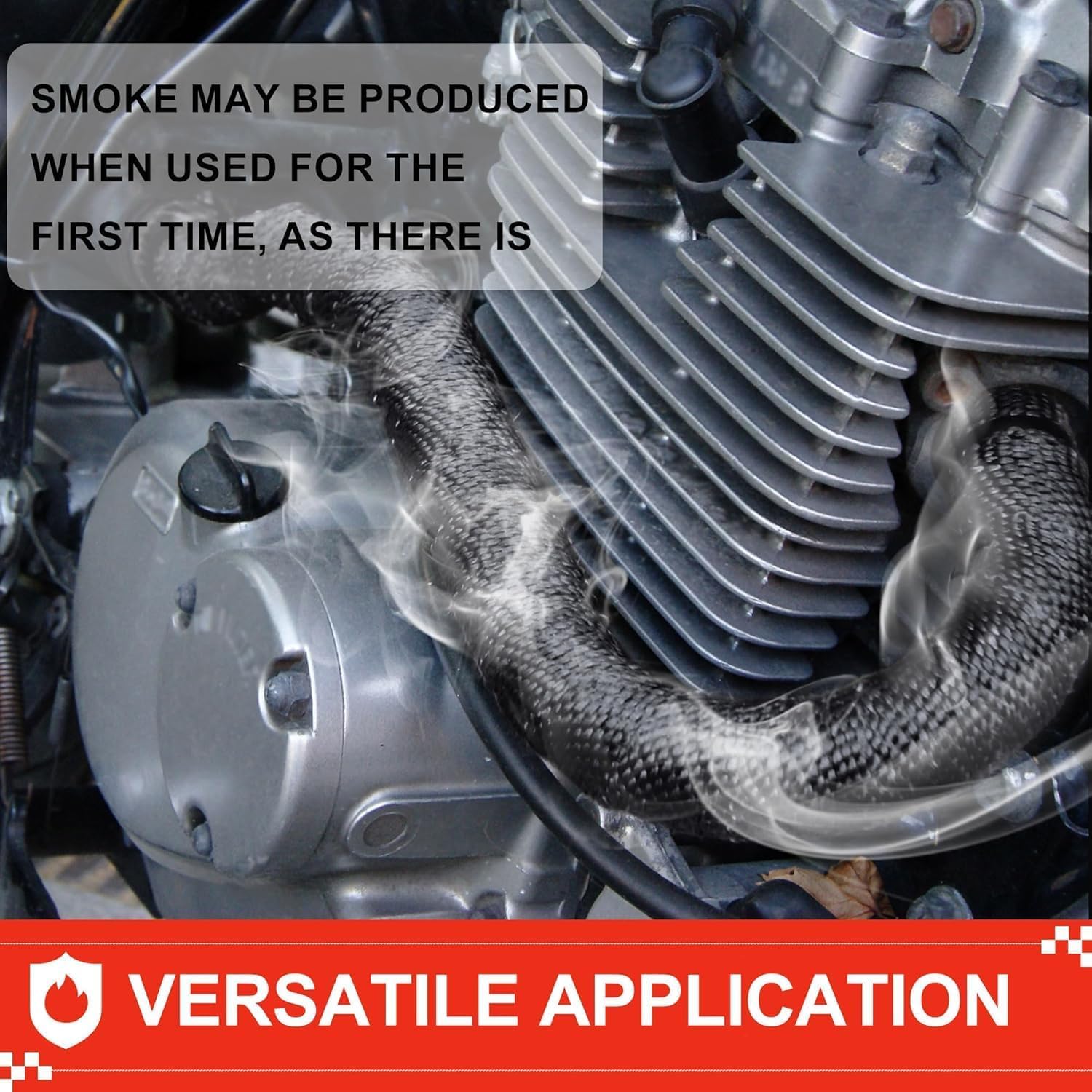 Foneso 2 Rolls 2 '' x 50 ' Black Exhaust Heat Wrap Roll for Motorcycle Fiberglass Heat Shield Tape with Stainless Ties with 24 T