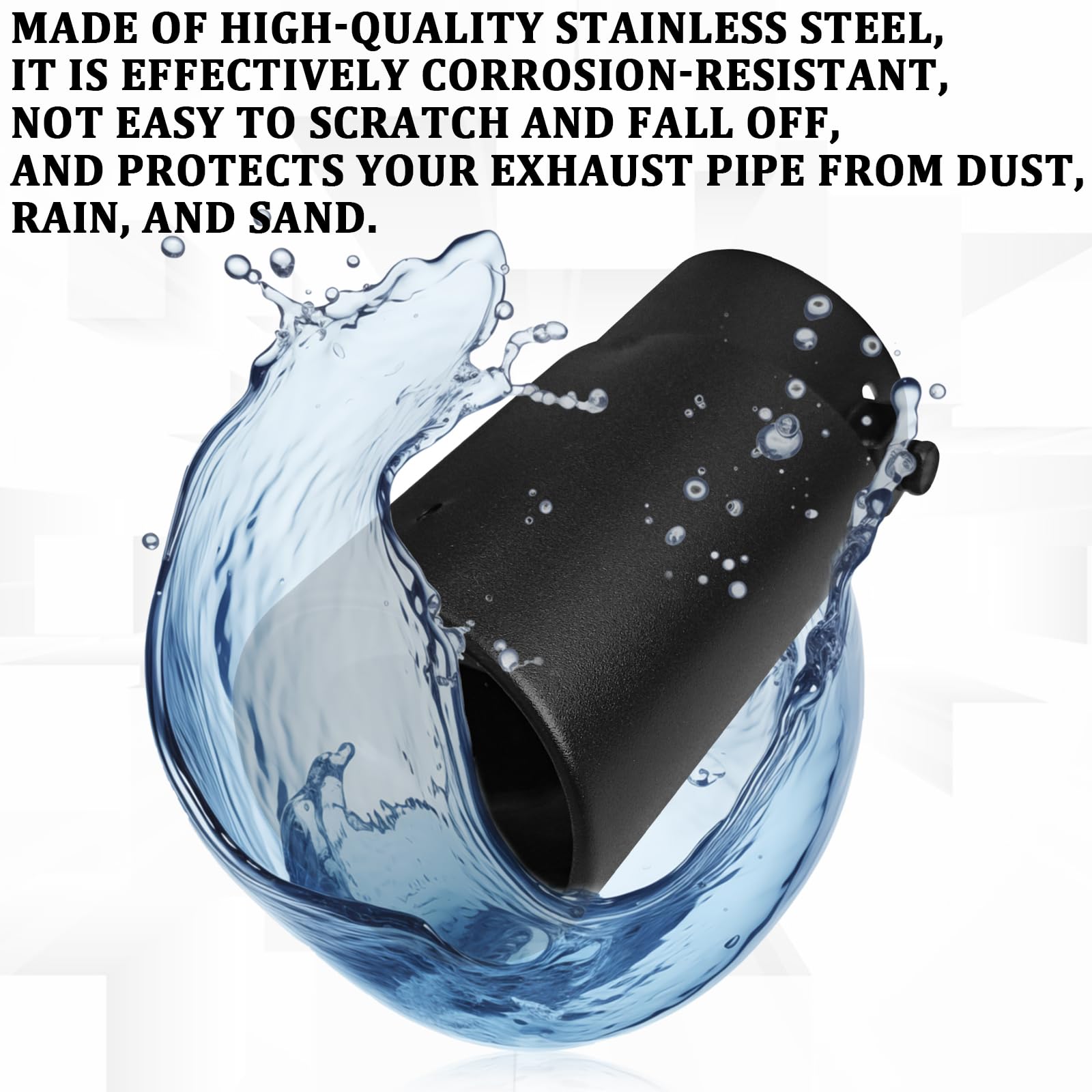 QKYS 2.5''-3.3'' Chrome Exhaust Tips Muffler Tips, Adjustable Straight Pipe Exhaust Kit Finish Exhaust Tailpipe, Universal Car E