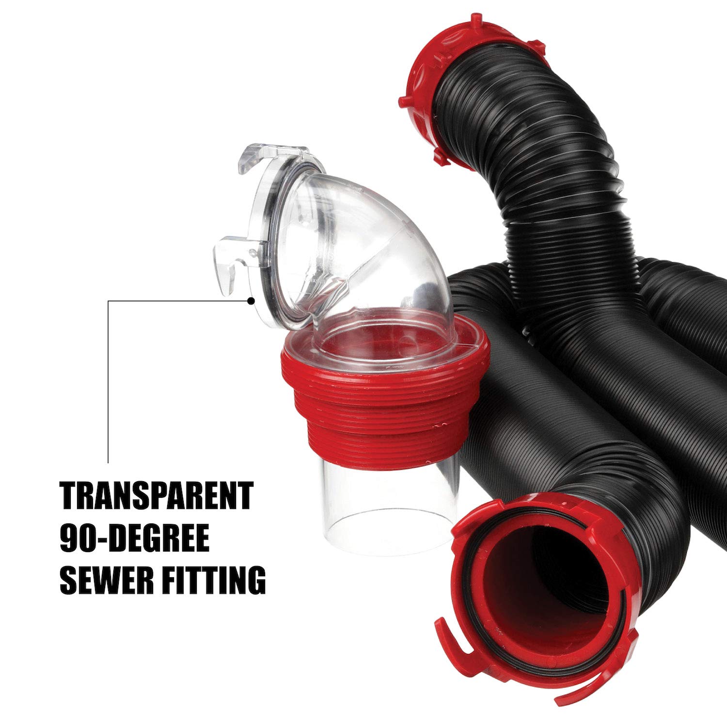 Valterra 15-Foot Dominator Rv Sewer Hose Kit, Universal Sewer Hose For Rv Camper, Includes 15-Foot Hose With Rotating Fittings,