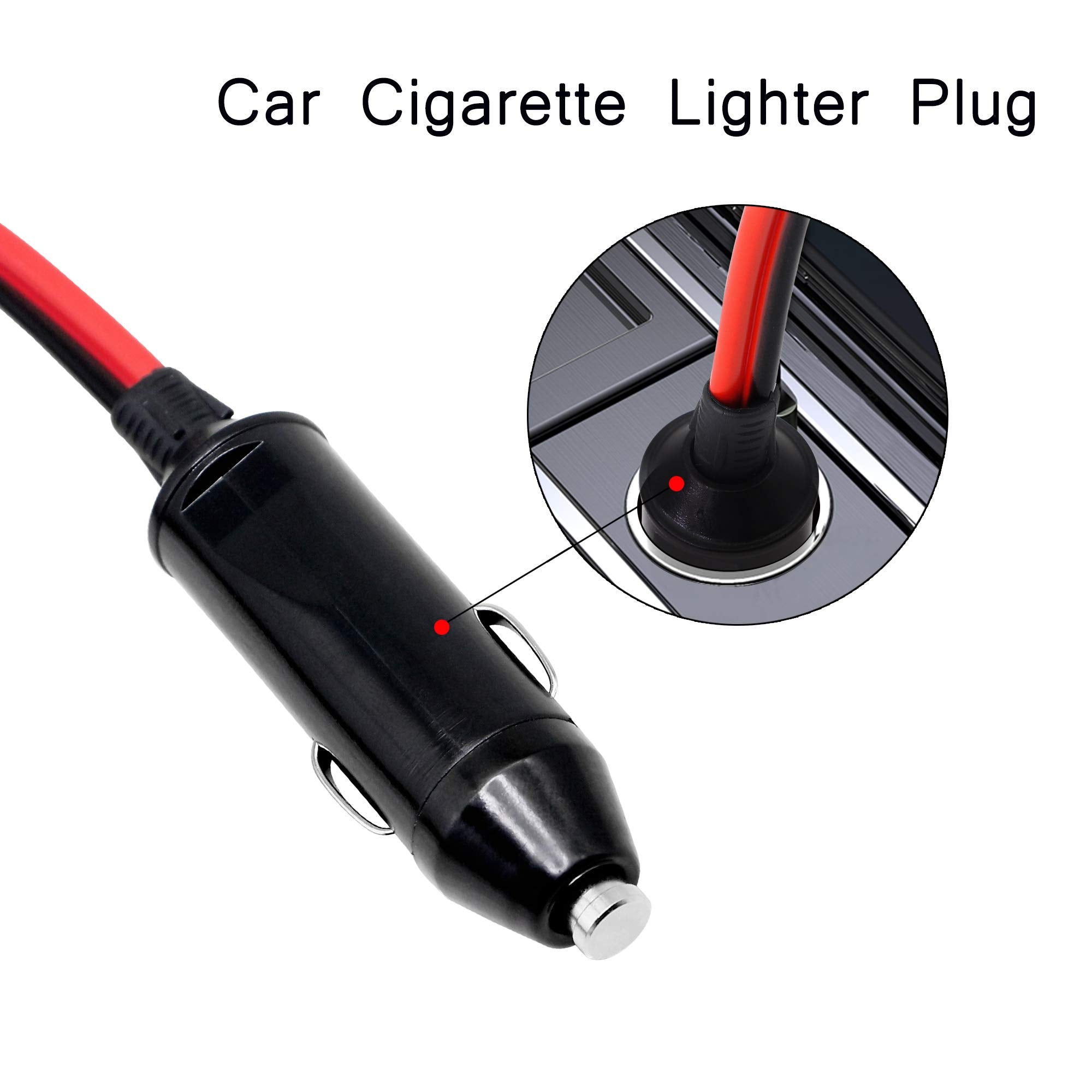 CERRXIAN 1 to 3 Car Cigarette Lighter 12v 24v Power Charger Adapter 3 Way Socket Splitter Female Socket Plug Extension Cord Cabl