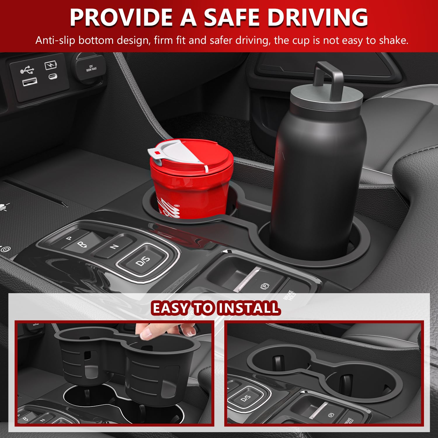 Xipoo Cup Holder Compatible with 2023-2025 Honda Pilot Silica Gel Cup Holder Insert Center Console Car Interior Organizer Replac