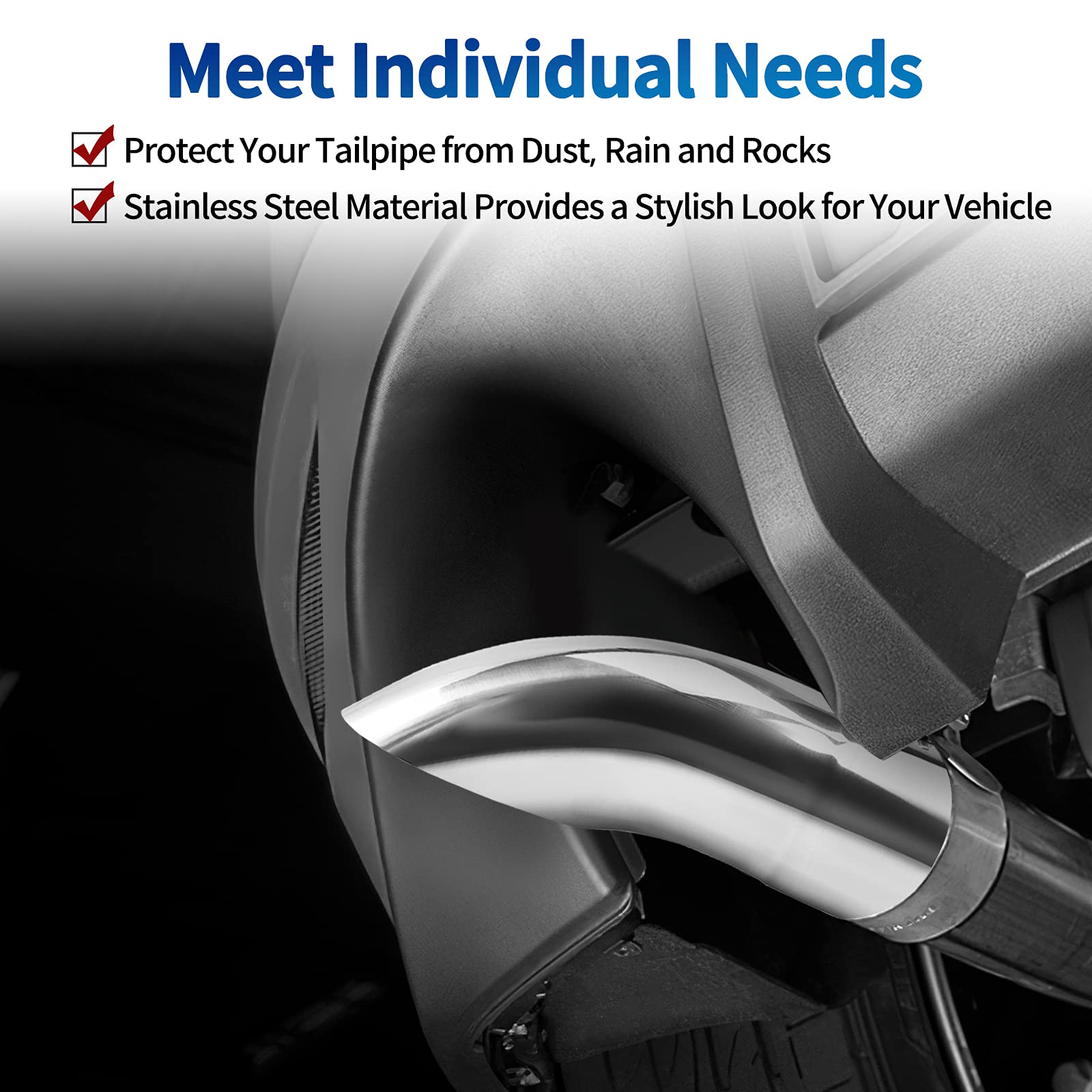 Autosaver88 5 Inch Inlet Exhaust Tip, 5 Inlet 5 Outlet 15 Overall Length Stainless Steel Exhaust Tips Chrome Polished Tailpipe