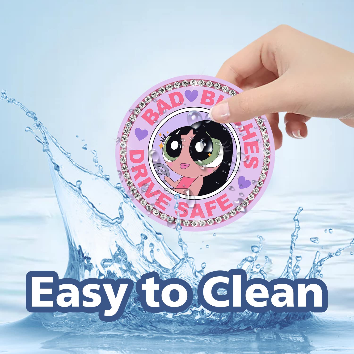 Bling Car Cupholder Coaster 2 Pack Cartoon Anime Crystal Rhinestone Silicone New Automotive Cup Holder Decor Accessories For Wom