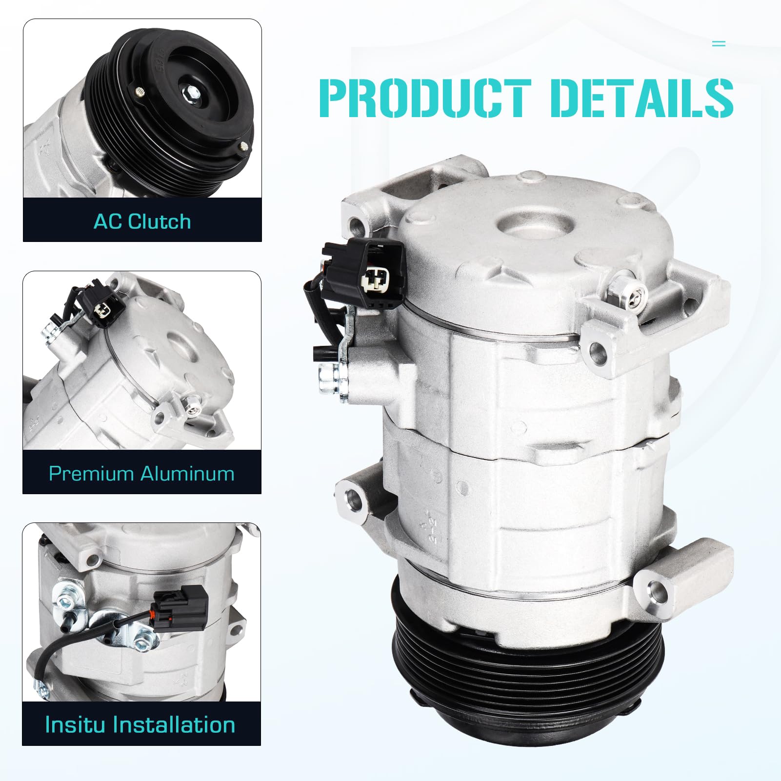 AC Compressor with A/C Clutch Compatible with Buick Enclave 3.6L 2008-2012, for Chevrolet Traverse 3.6L 2009-2012, for GMC Acadi