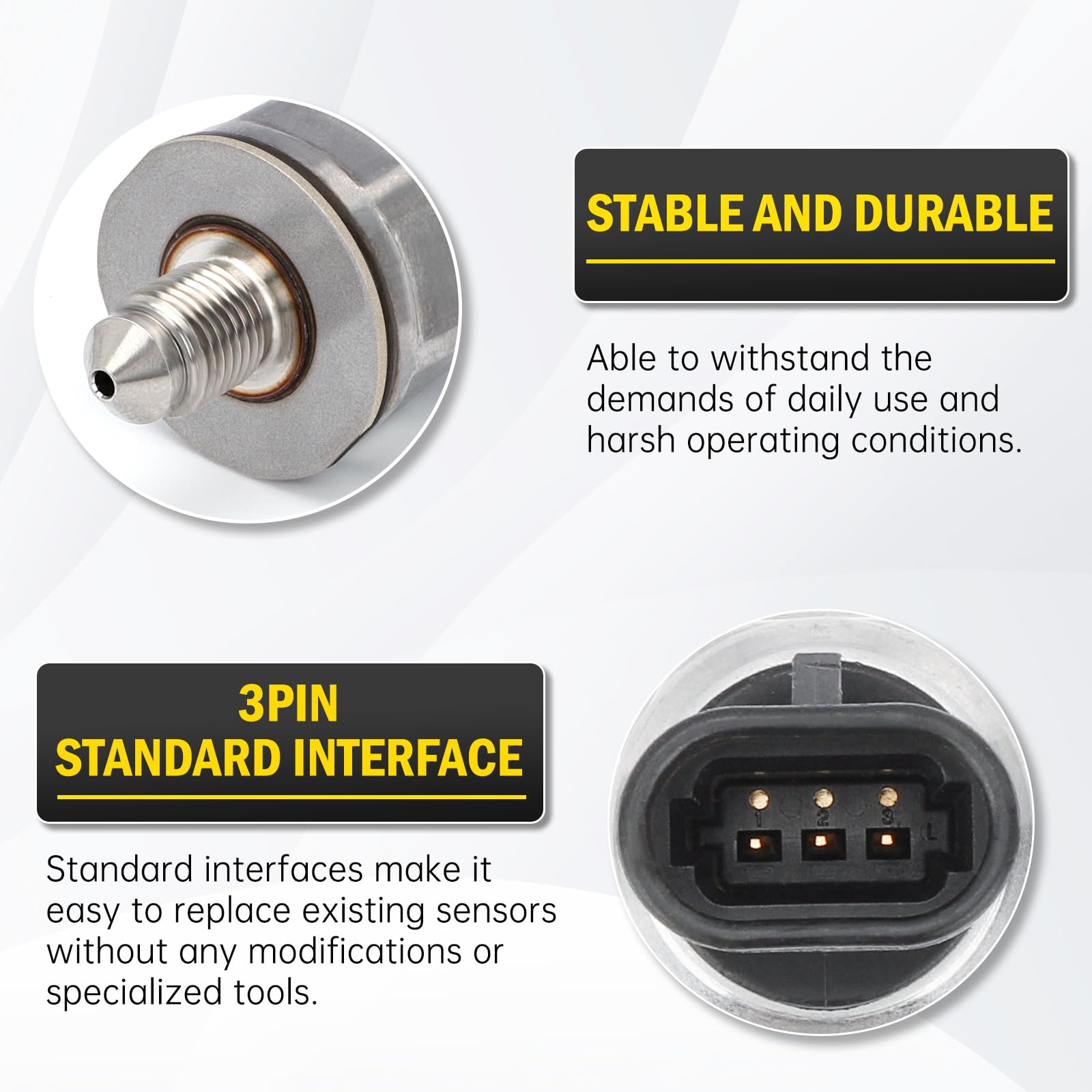 Fuel Pressure Sensor Fuel Injection Fuel Rail Pressure Sensor 12635273 5PP11-4, Suitable for 2011-2017 Chevrolet Equinox Impala,