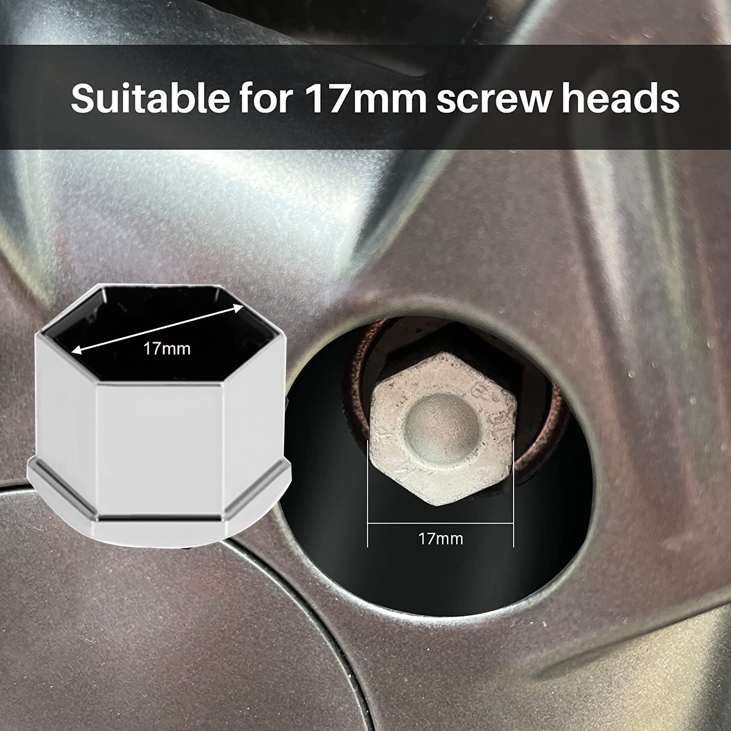 Gebildet 22 Pieces 17Mm Chrome Wheel Nut Caps, Wheel Bolt Nut Caps Covers, Hexagonal Tire Nut Covers With Removal Tool Set For C