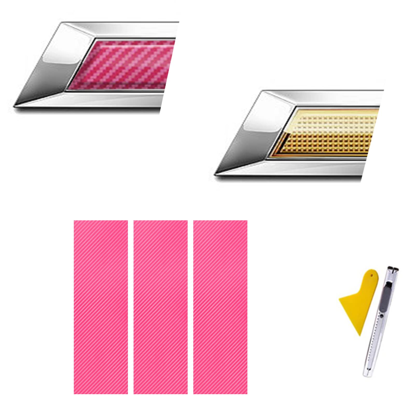Lanzmyan Compatible With Bowtie Logo Wrap Stickers Cut-Your-Own Emblem Overlay Diy Decals For Chevy 3Pcs Pink
