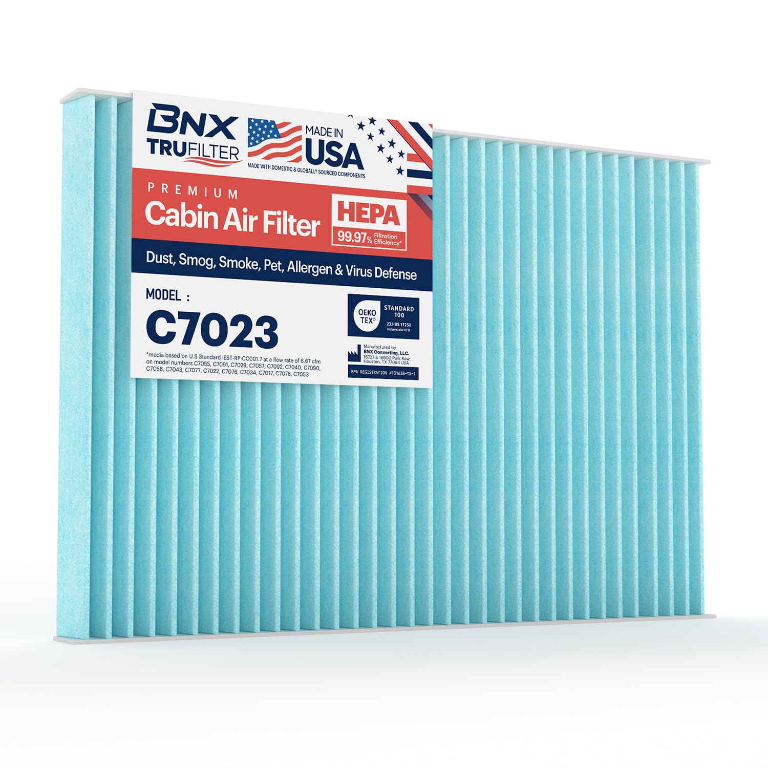 Bnx Trufilter C7023 Cabin Air Filter, Hepa 99.97%, Compatible With Gmc Acadia, Acadia Limited, Chevrolet Traverse; Saturn Outloo